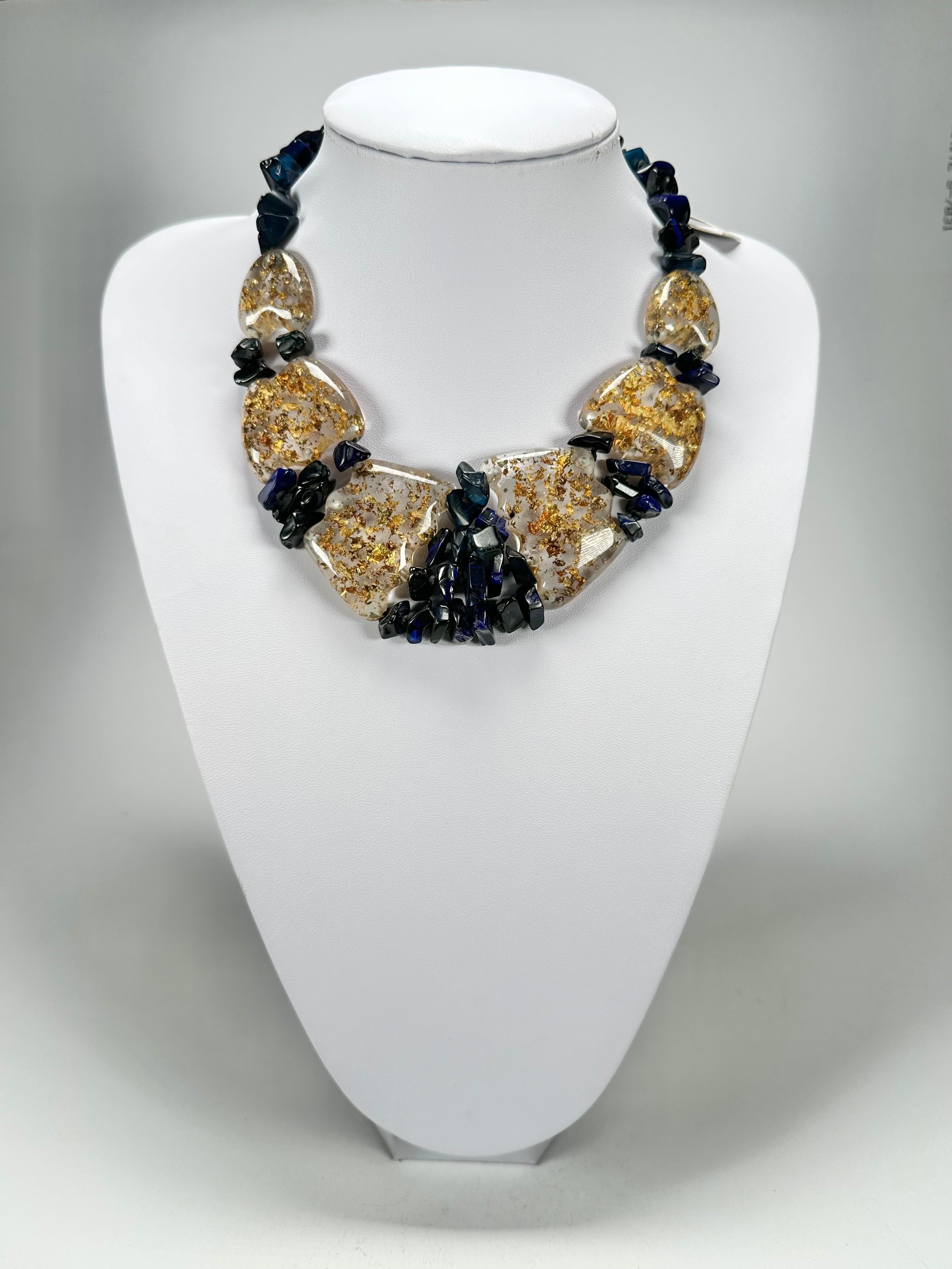 Sobral - Metalique "Radesh" Royal Blue Resin Necklace ( 003535 )