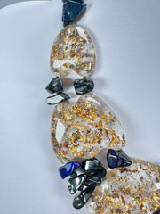Sobral - Metalique "Radesh" Royal Blue Resin Necklace ( 003535 )