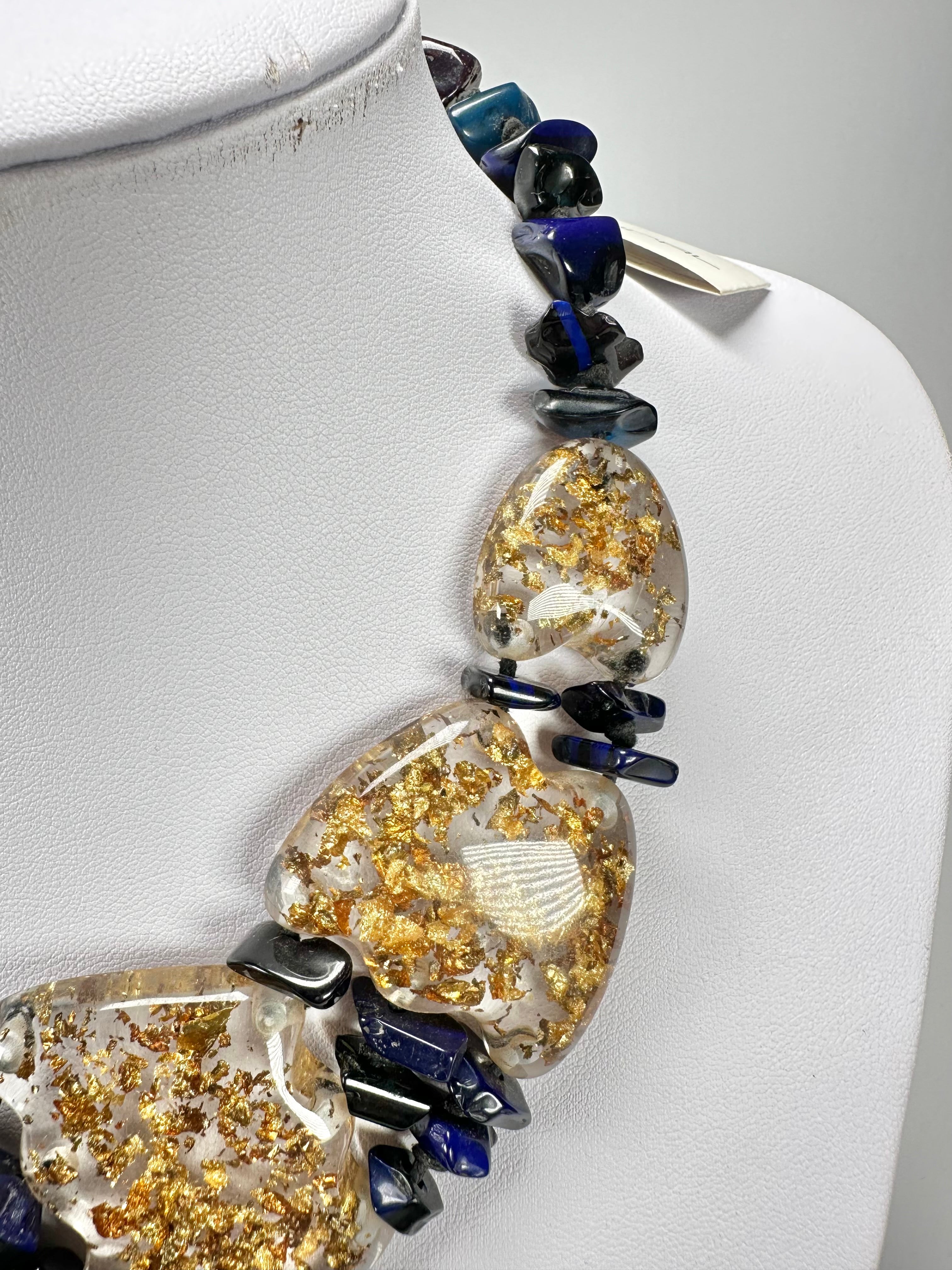 Sobral - Metalique "Radesh" Royal Blue Resin Necklace ( 003535 )