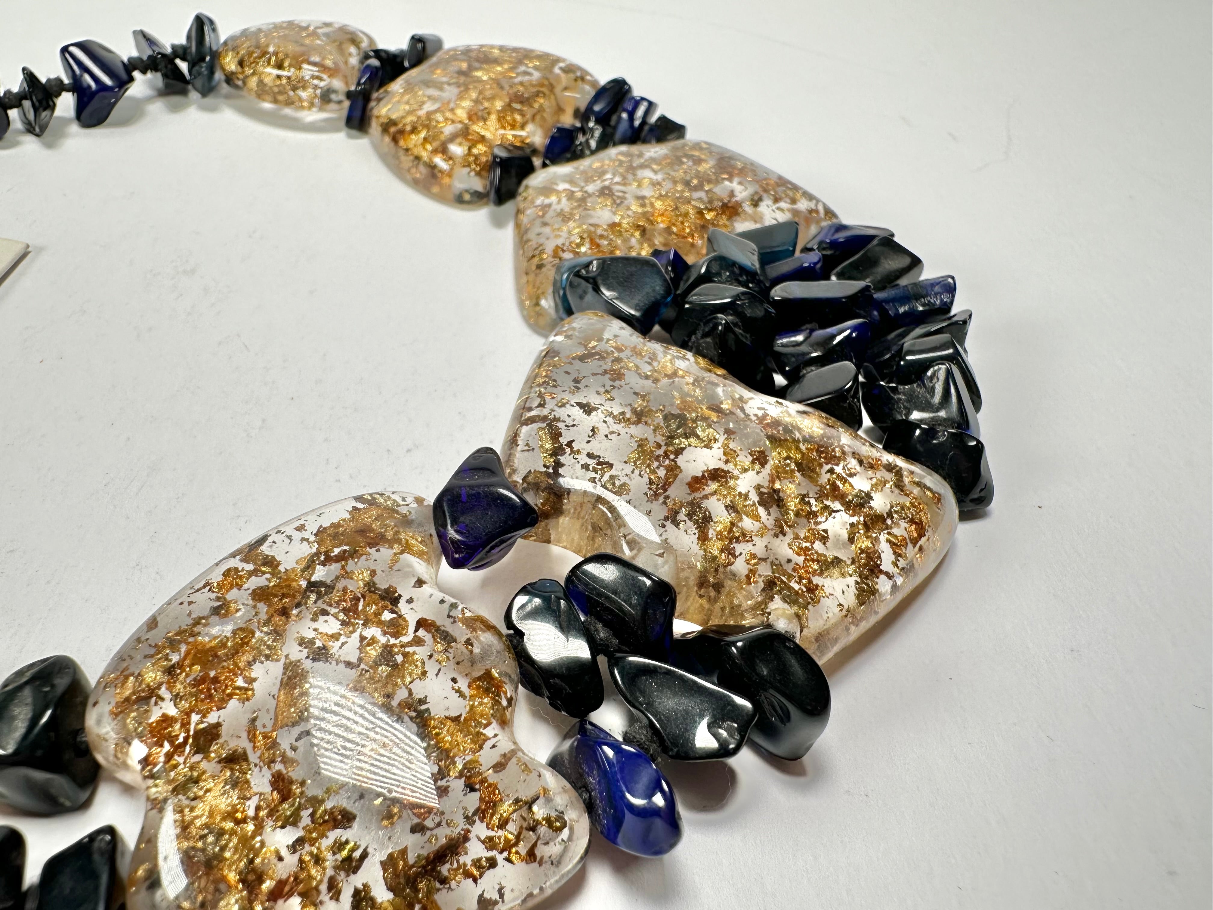 Sobral - Metalique "Radesh" Royal Blue Resin Necklace ( 003535 )