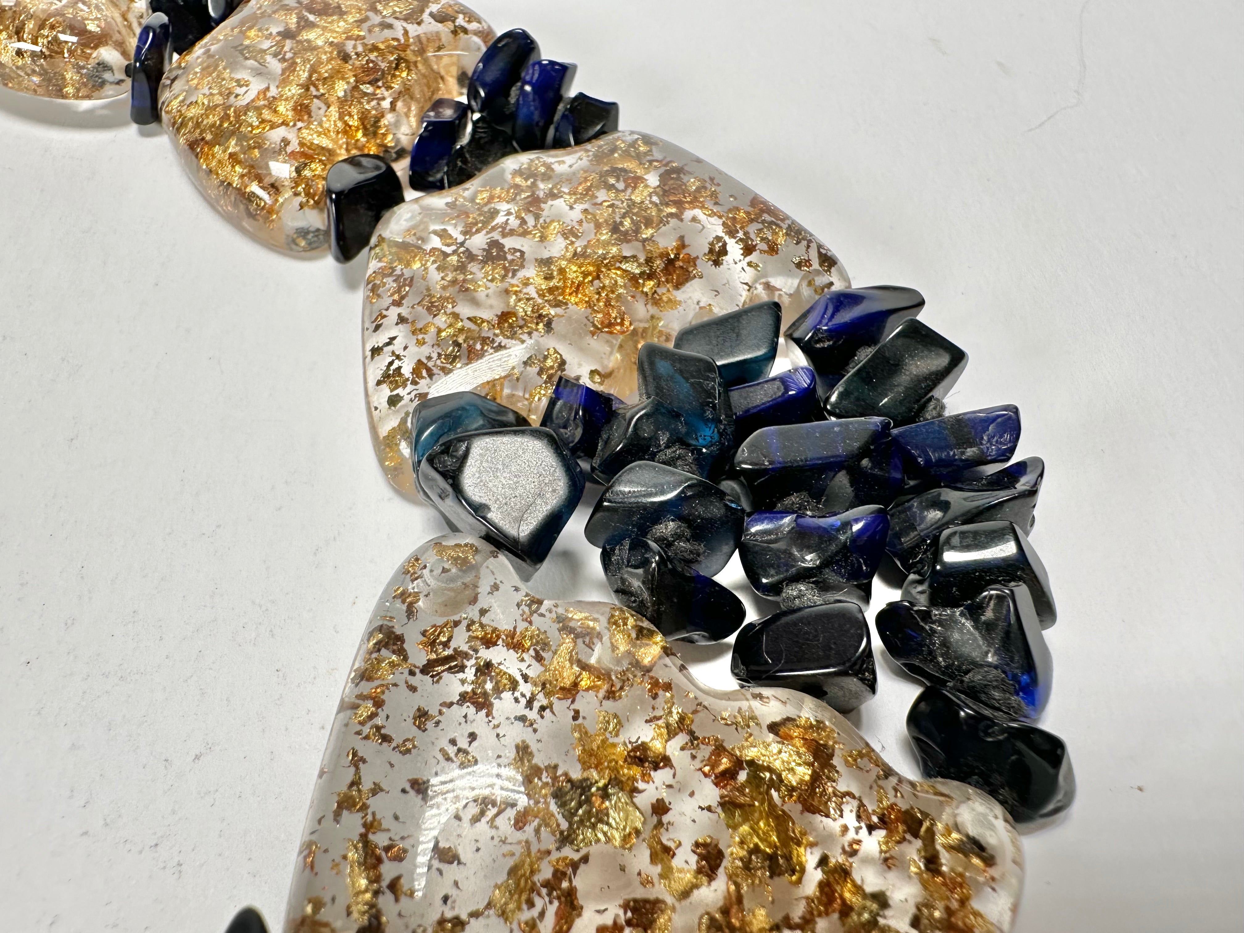 Sobral - Metalique "Radesh" Royal Blue Resin Necklace ( 003535 )
