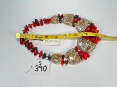 Sobral - Metalique "Radesh" Red Resin Necklace ( 003535 )