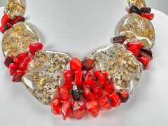 Sobral - Metalique "Radesh" Red Resin Necklace ( 003535 )