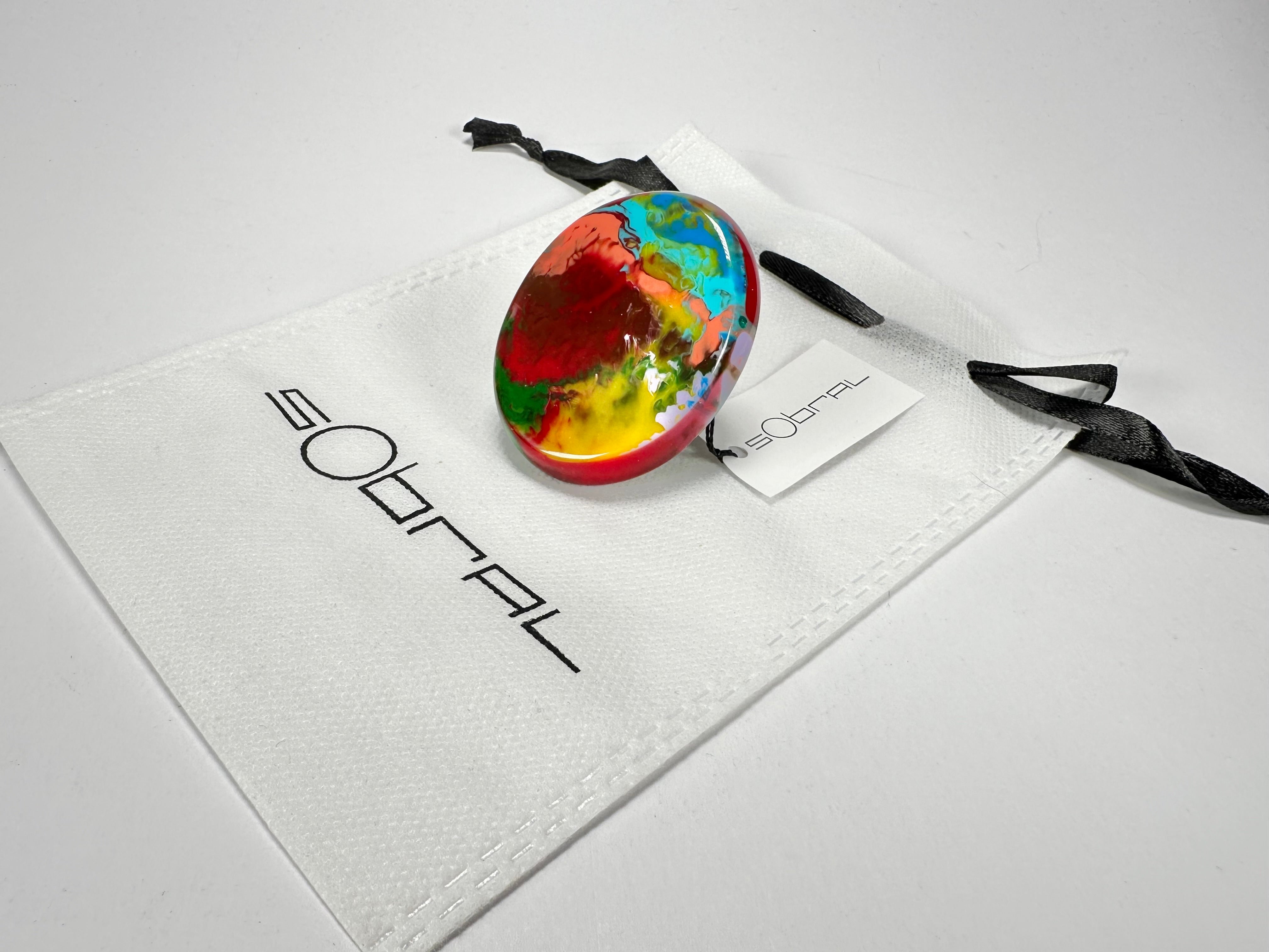 Sobral - Multi-Colour "Munique" K.Polido Resin Ring ( 005145 ) - Size UK N / US 6.5