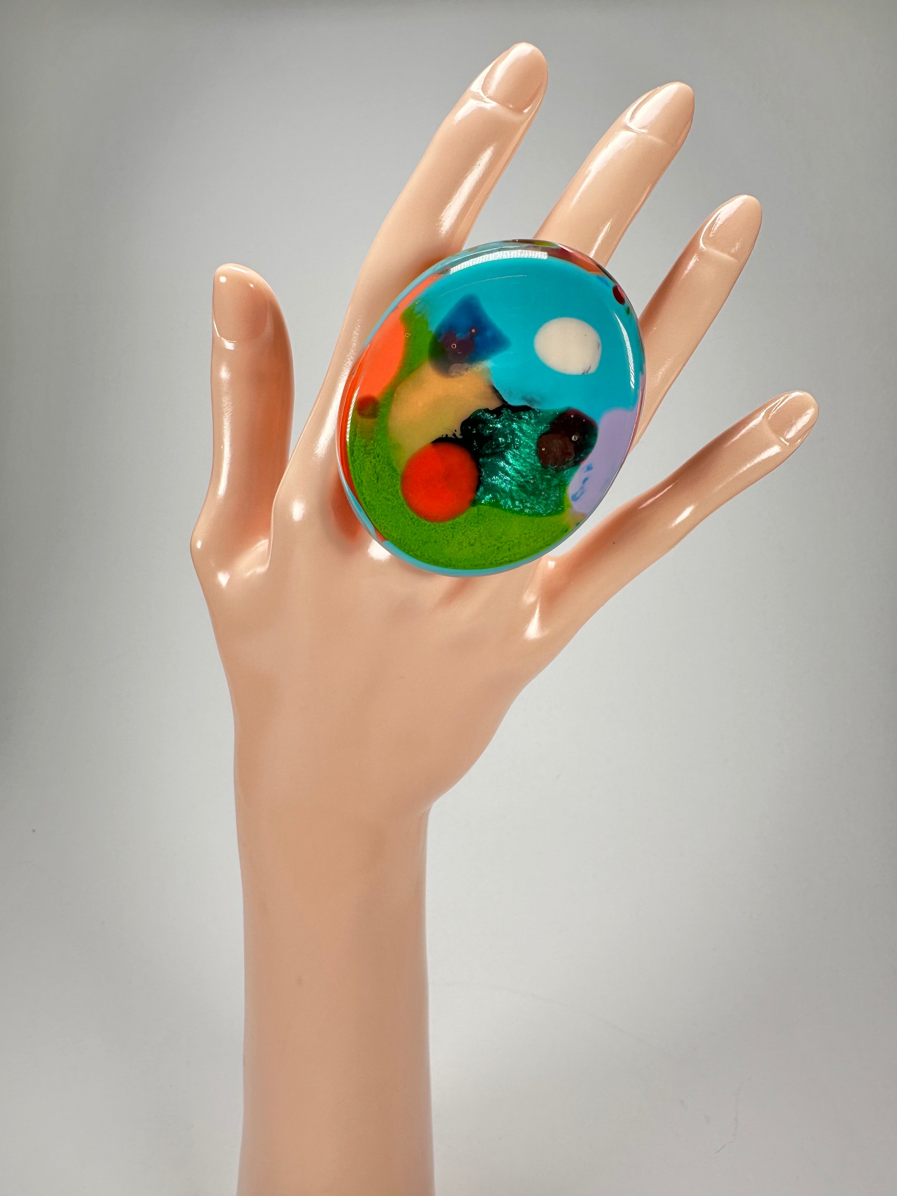 Sobral - Multi-Colour "Munique" K.Polido Resin Ring ( 005145 ) - Size UK U / US 10