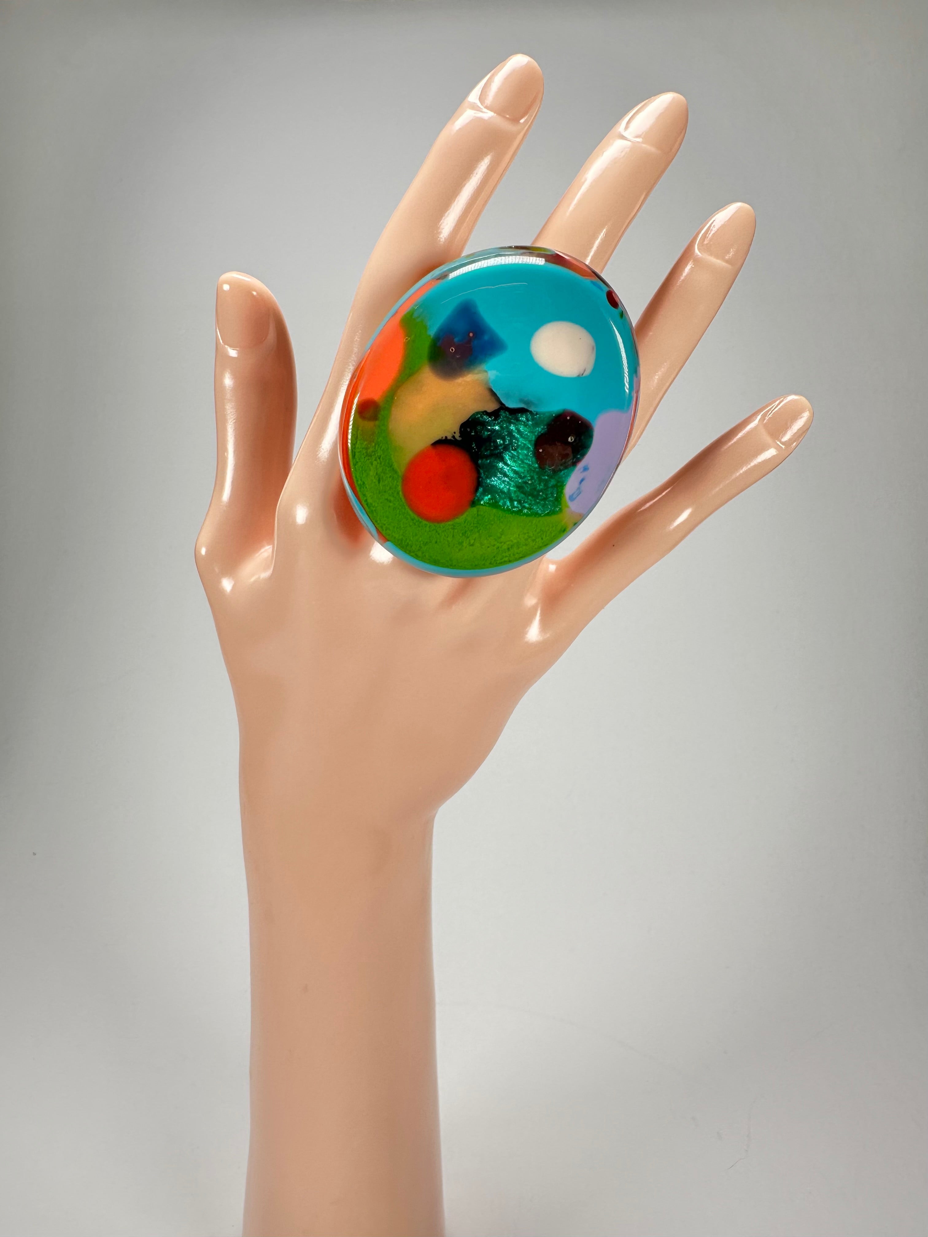 Sobral - Multi-Colour "Munique" K.Polido Resin Ring ( 005145 ) - Size UK U / US 10