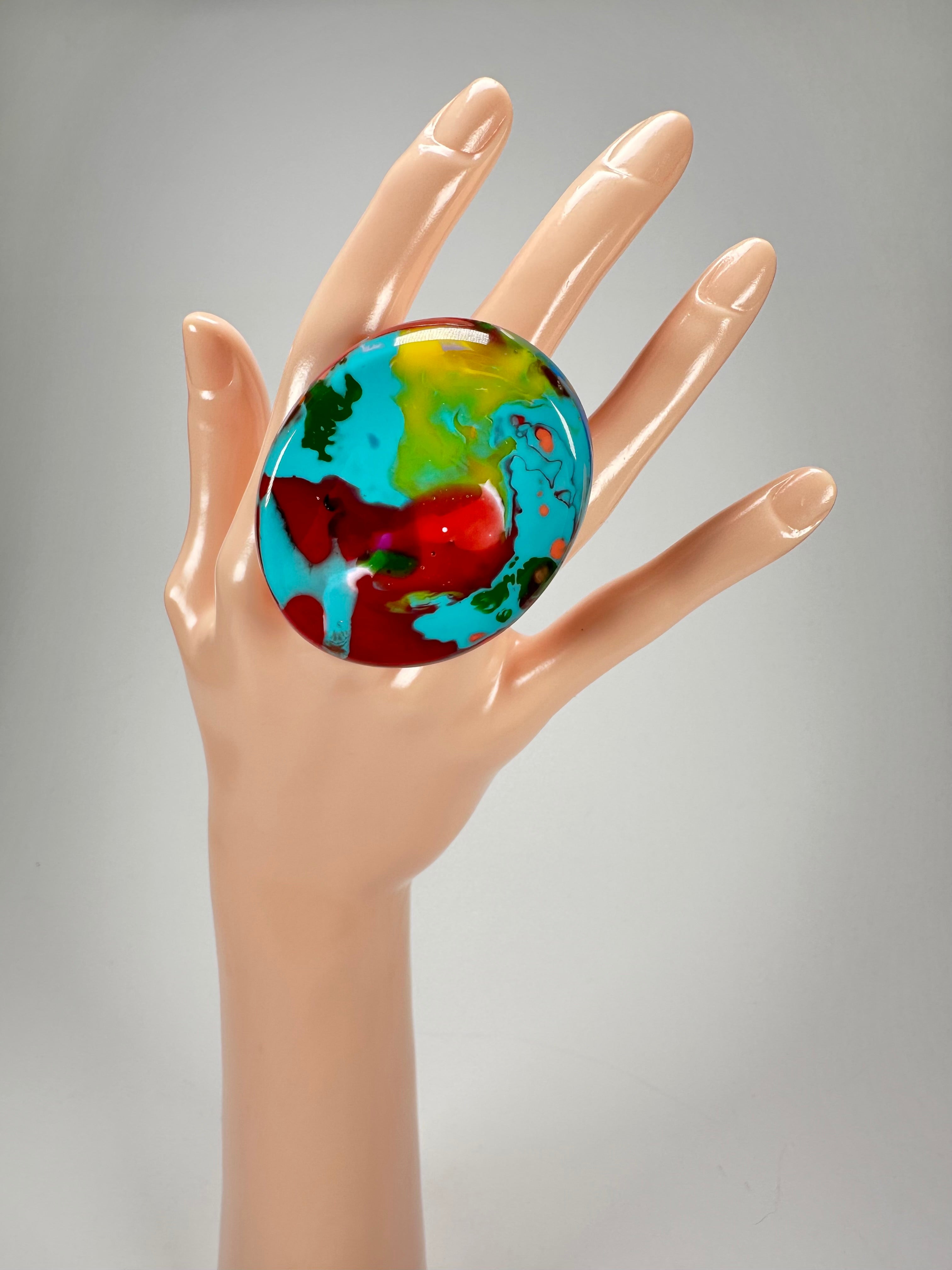 Sobral - Multi-Colour "Munique" K.Polido Resin Ring ( 005145 ) - Size UK U / US 10