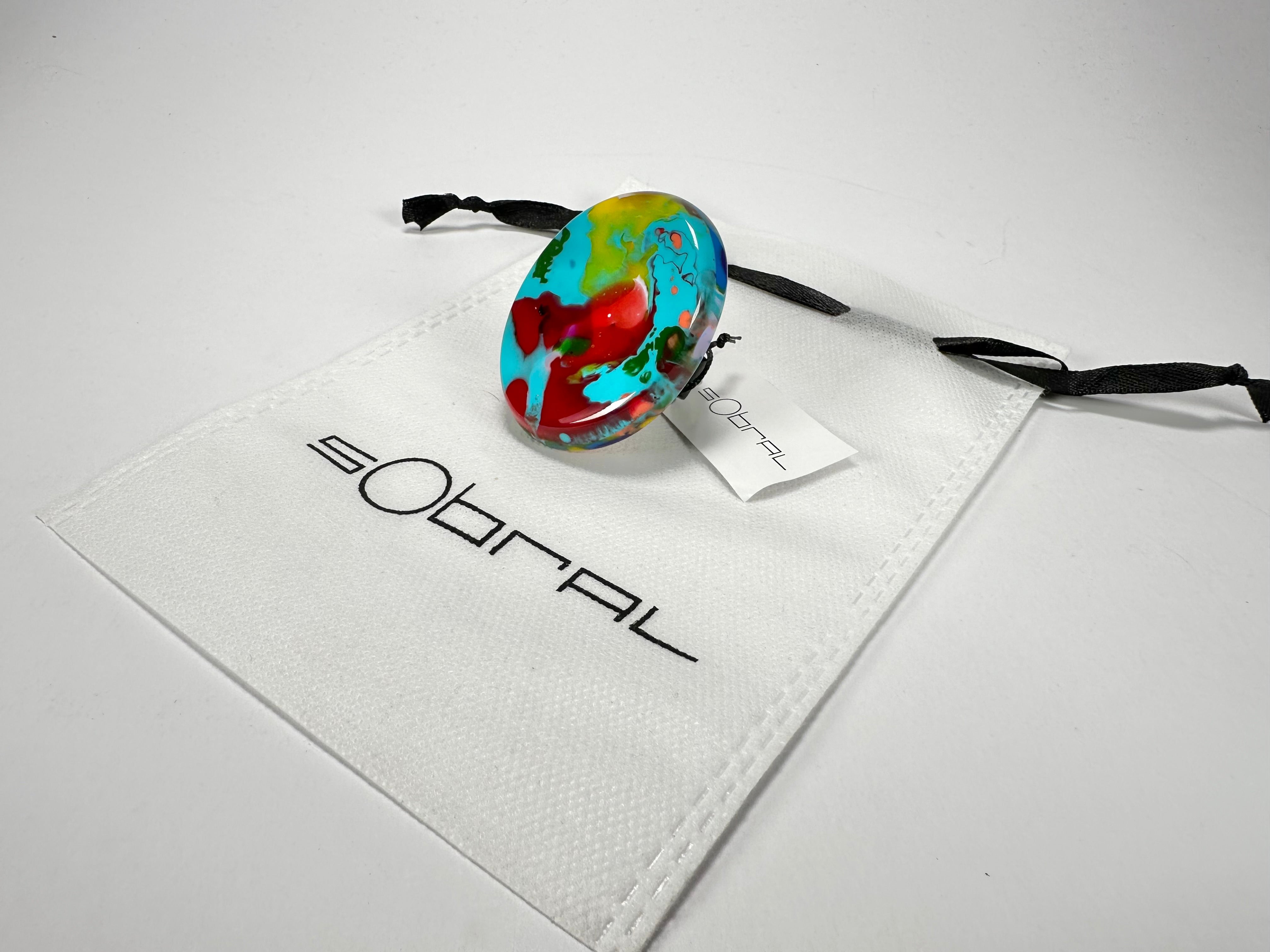 Sobral - Multi-Colour "Munique" K.Polido Resin Ring ( 005145 ) - Size UK U / US 10