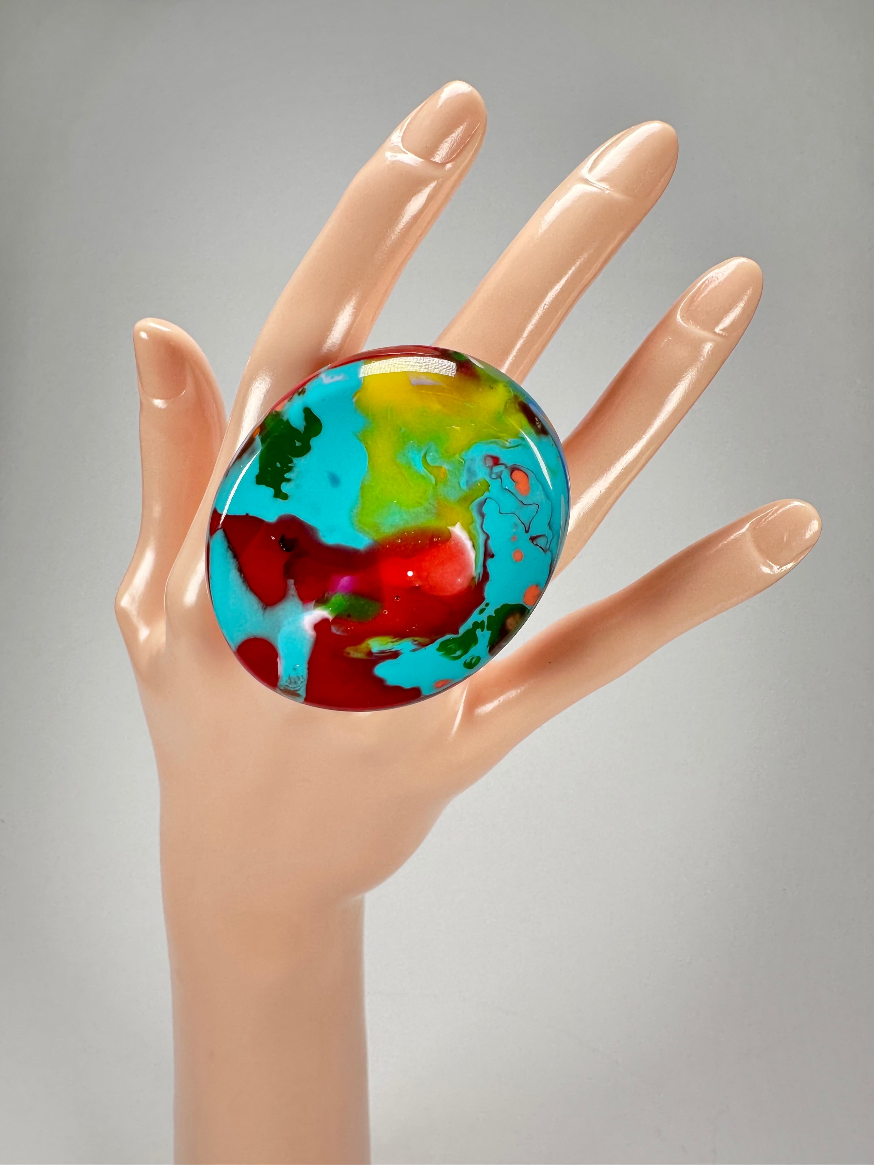 Sobral - Multi-Colour "Munique" K.Polido Resin Ring ( 005145 ) - Size UK U / US 10