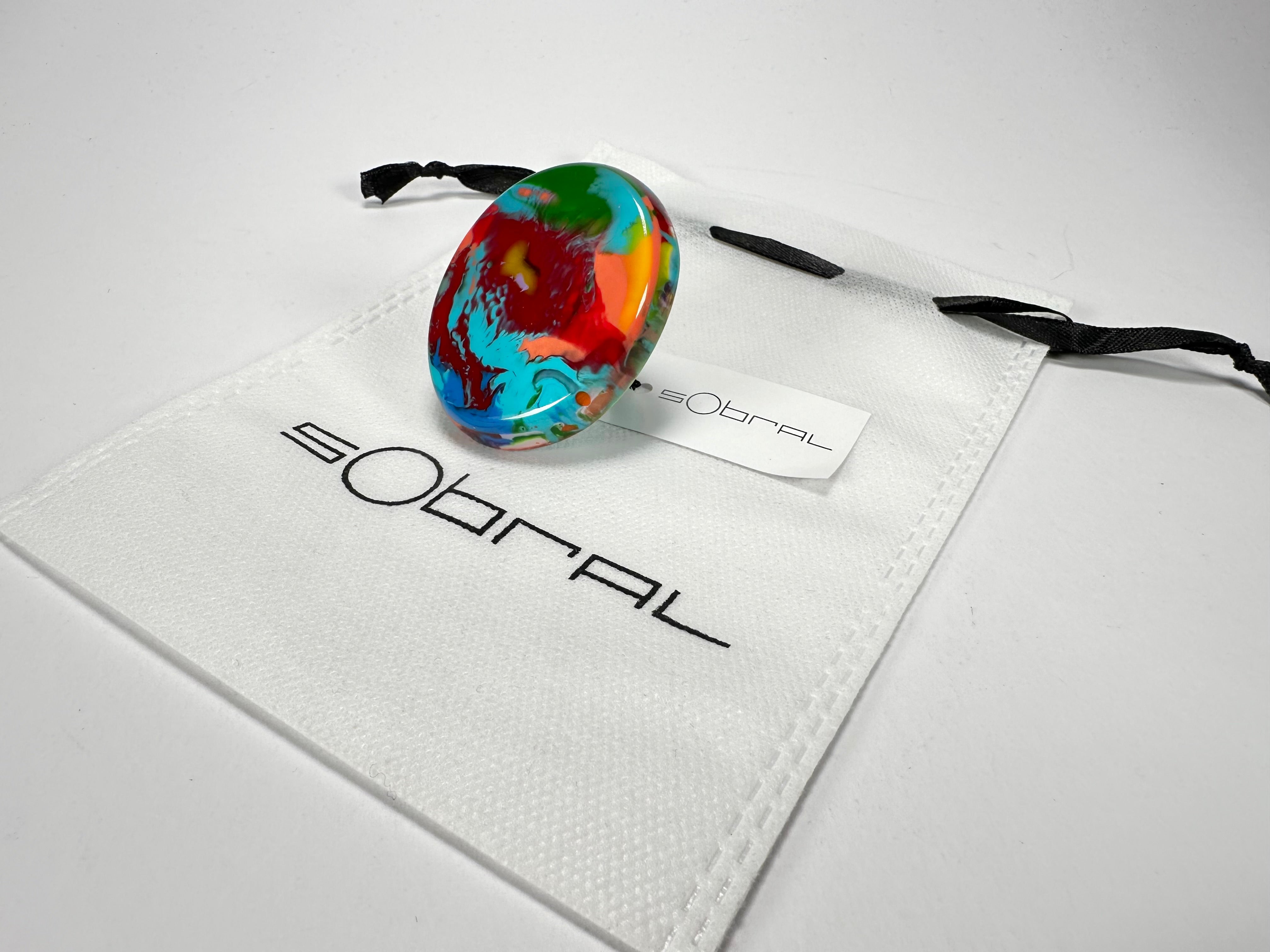 Sobral - Multi-Colour "Munique" K.Polido Resin Ring ( 005145 ) - Size UK N / US 6.5