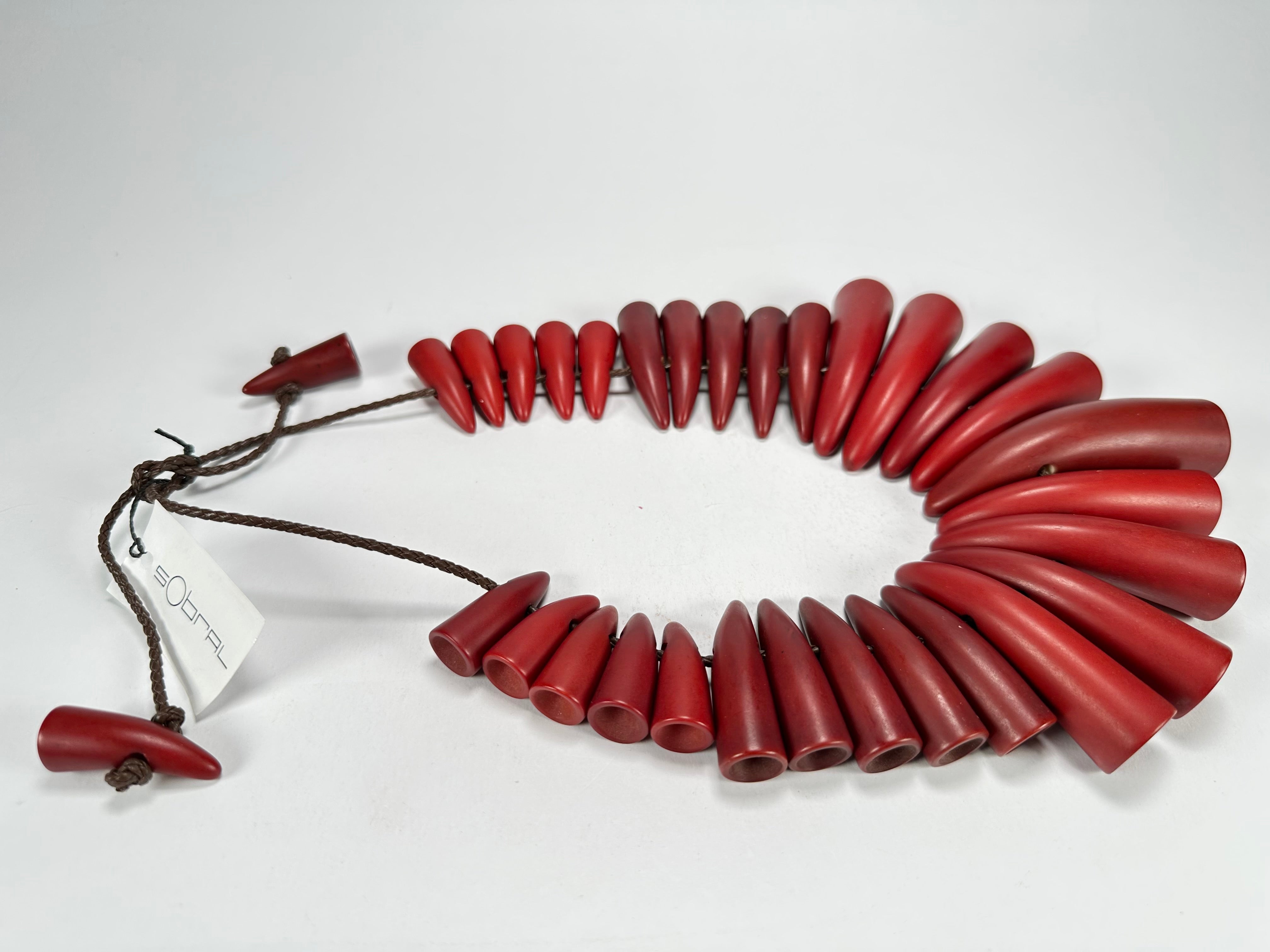 Sobral - "Tusk" Studio Creation Red Mix Resin Necklace ( 000000 )