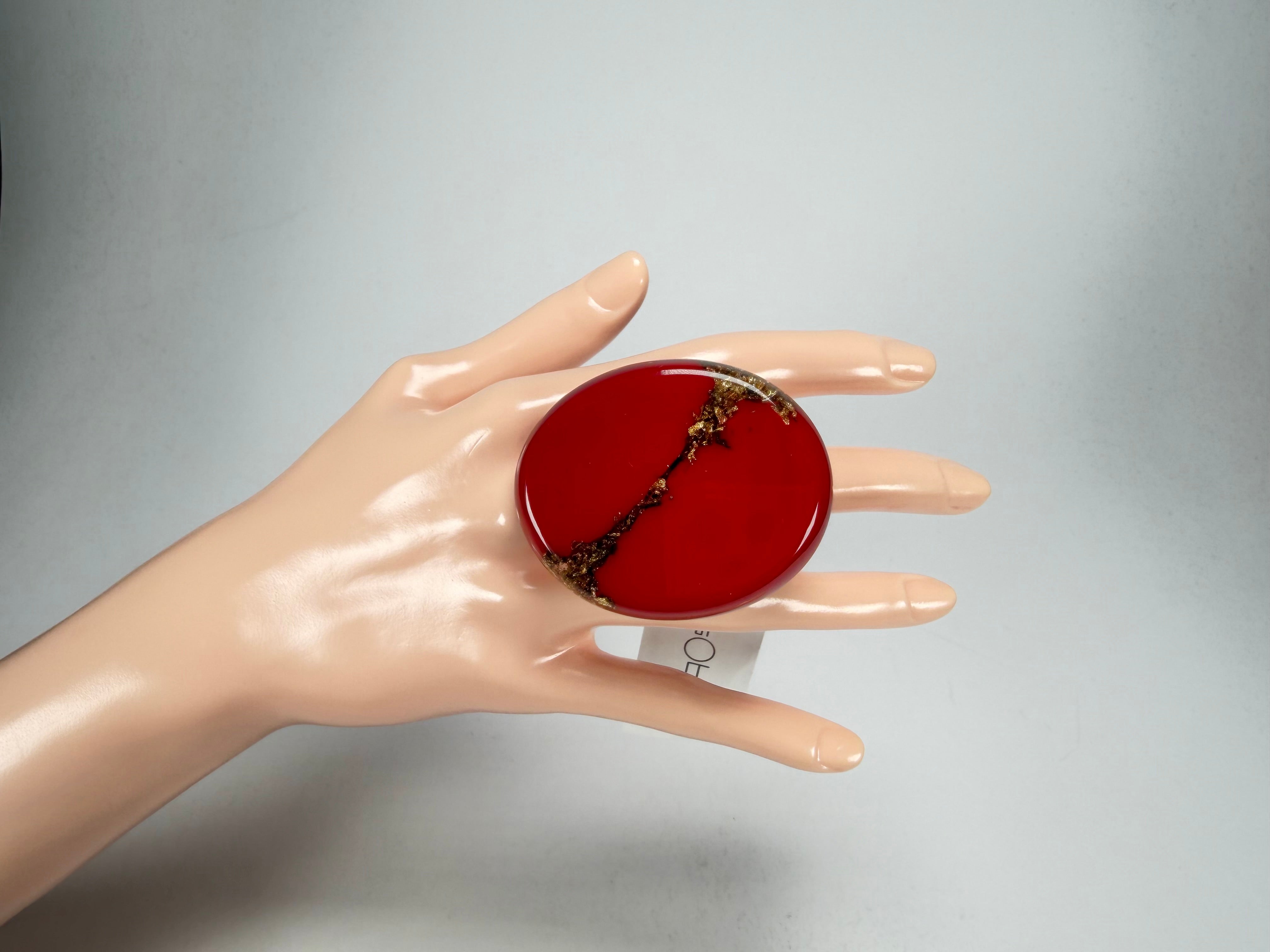 Sobral - Metalique "Munique" Orlando Red Resin Ring ( 005145 ) - Size UK S / US 9