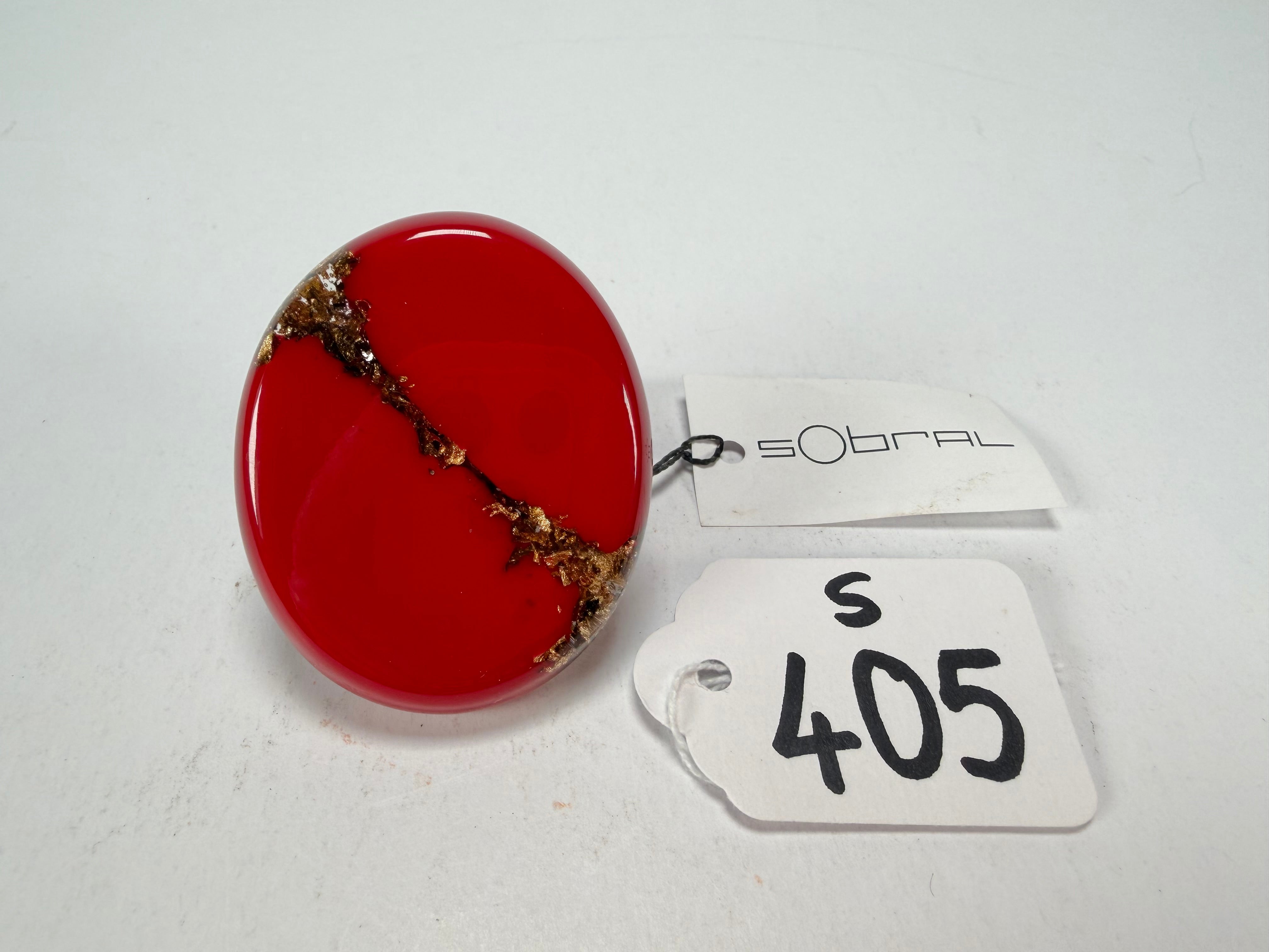 Sobral - Metalique "Munique" Orlando Red Resin Ring ( 005145 ) - Size UK S / US 9