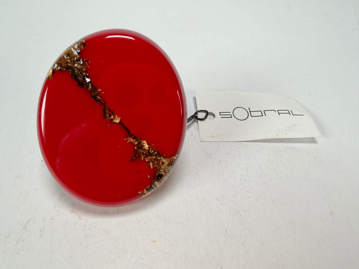 Sobral - Metalique "Munique" Orlando Red Resin Ring ( 005145 ) - Size UK S / US 9