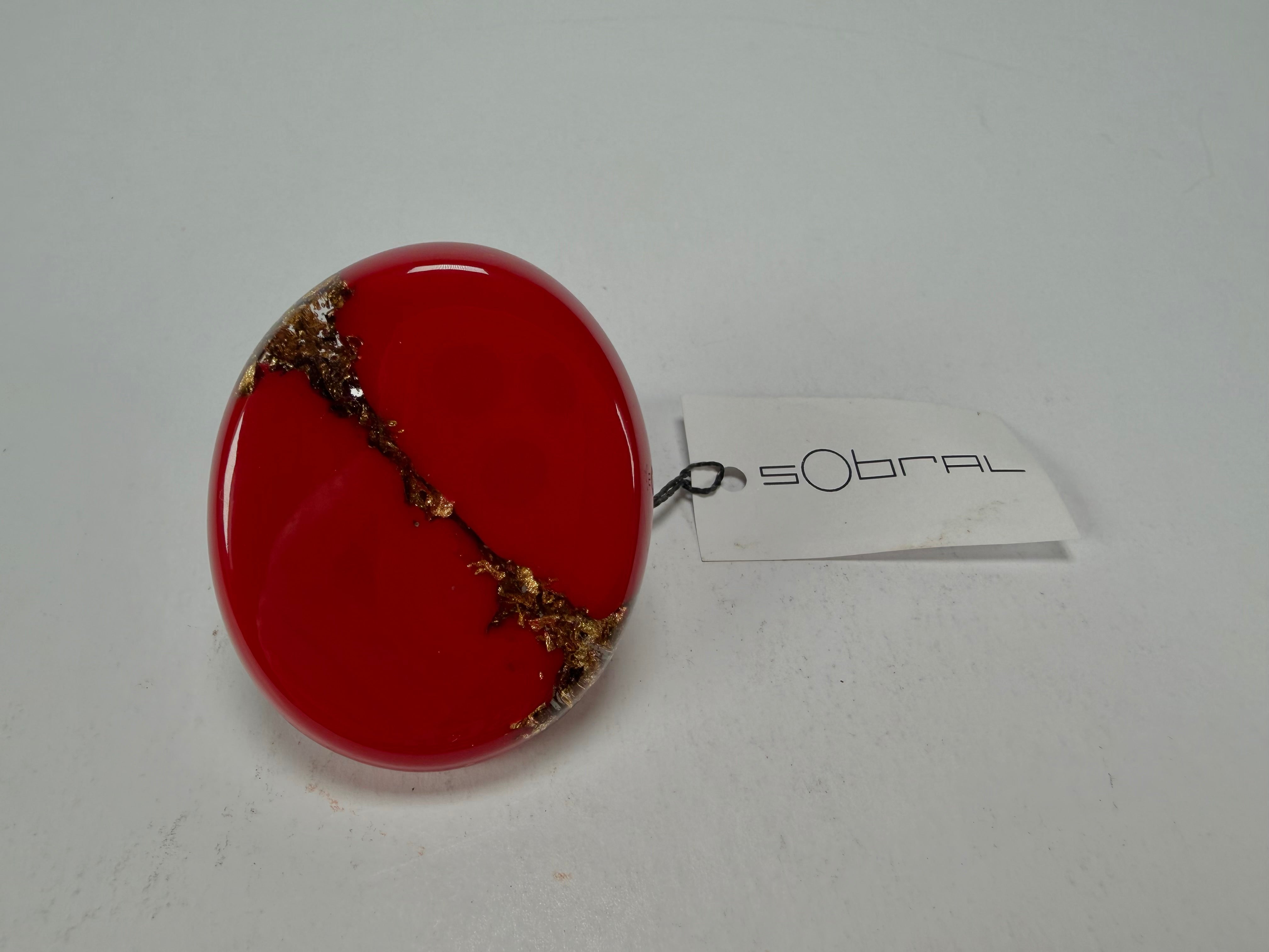 Sobral - Metalique "Munique" Orlando Red Resin Ring ( 005145 ) - Size UK S / US 9