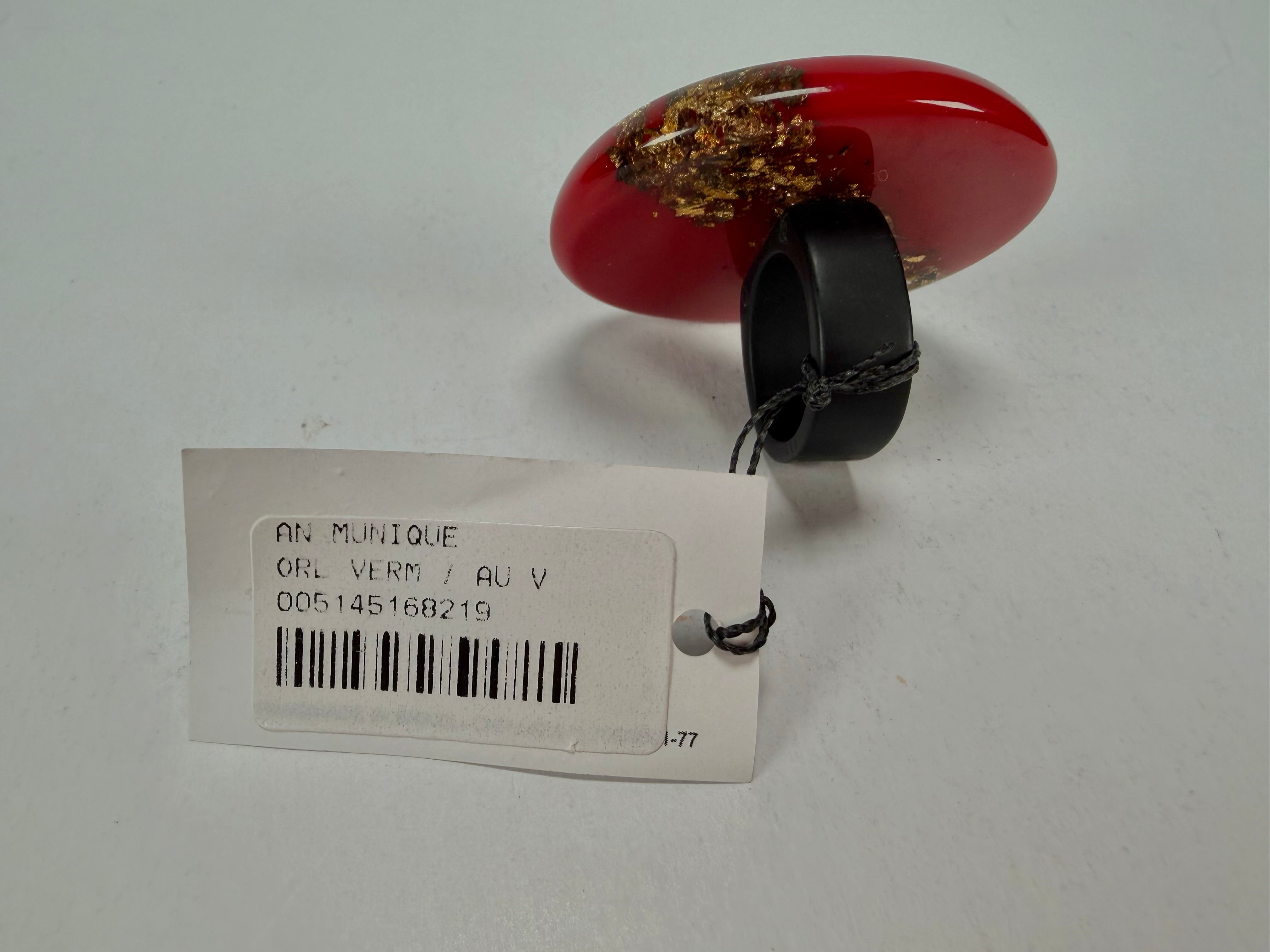 Sobral - Metalique "Munique" Orlando Red Resin Ring ( 005145 ) - Size UK S / US 9