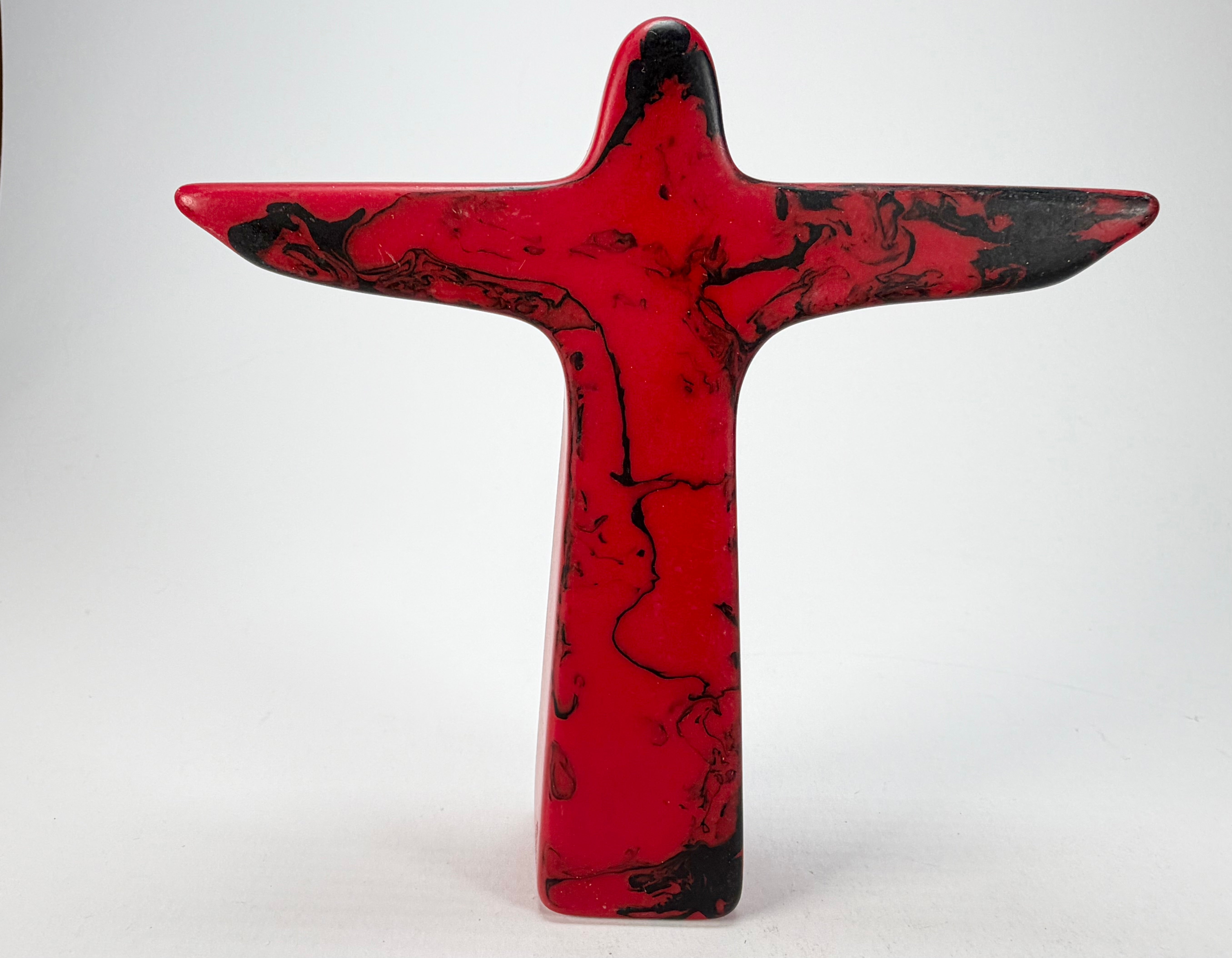 Sobral - Landmark "Cristo" Red & Black Marble Medium 14cm Statue Ornament ( 000000 )