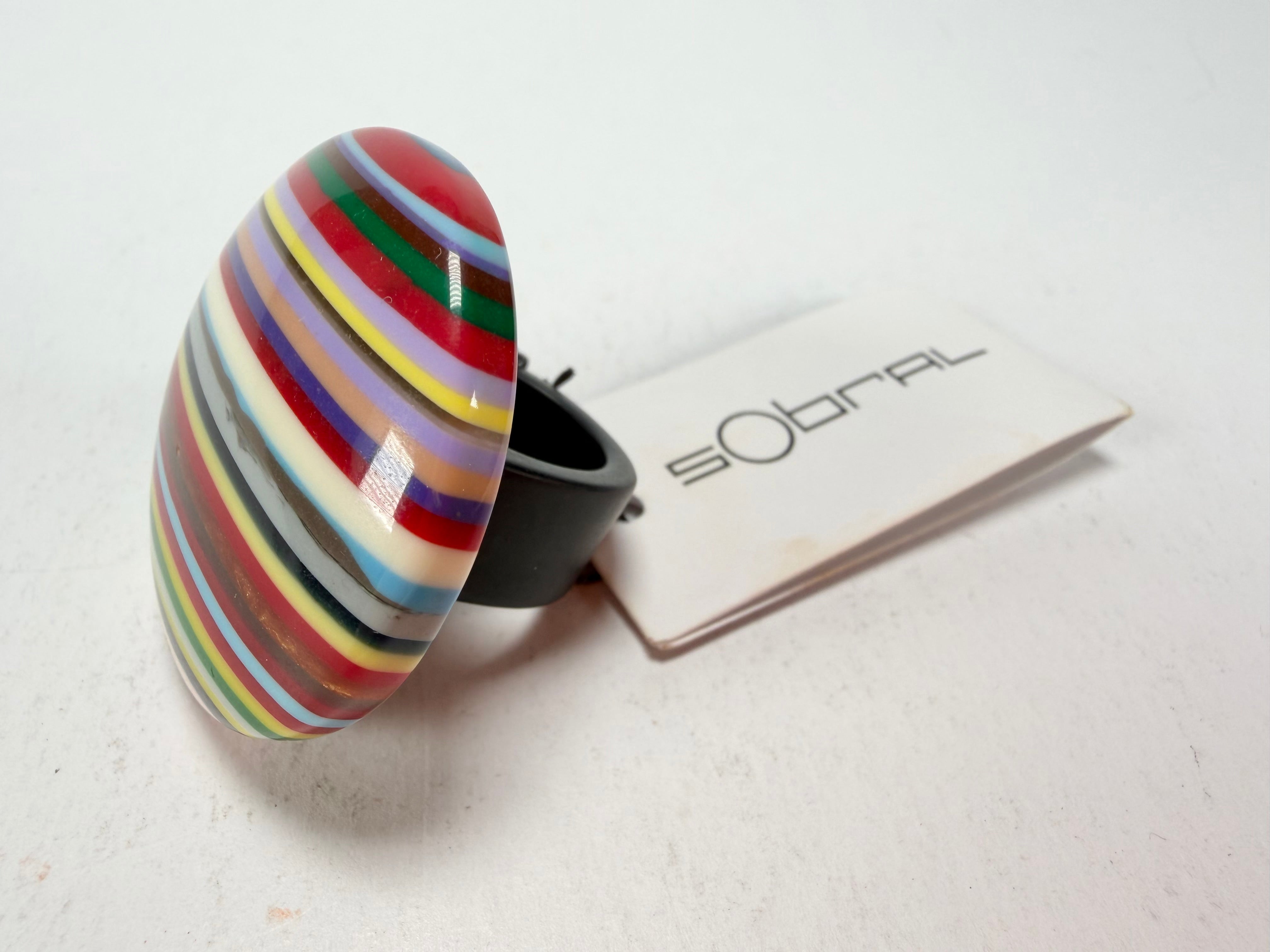 Sobral - Pop Art "Bead Efeitos" Resin Ring ( 004764 ) - Size UK N / US 7