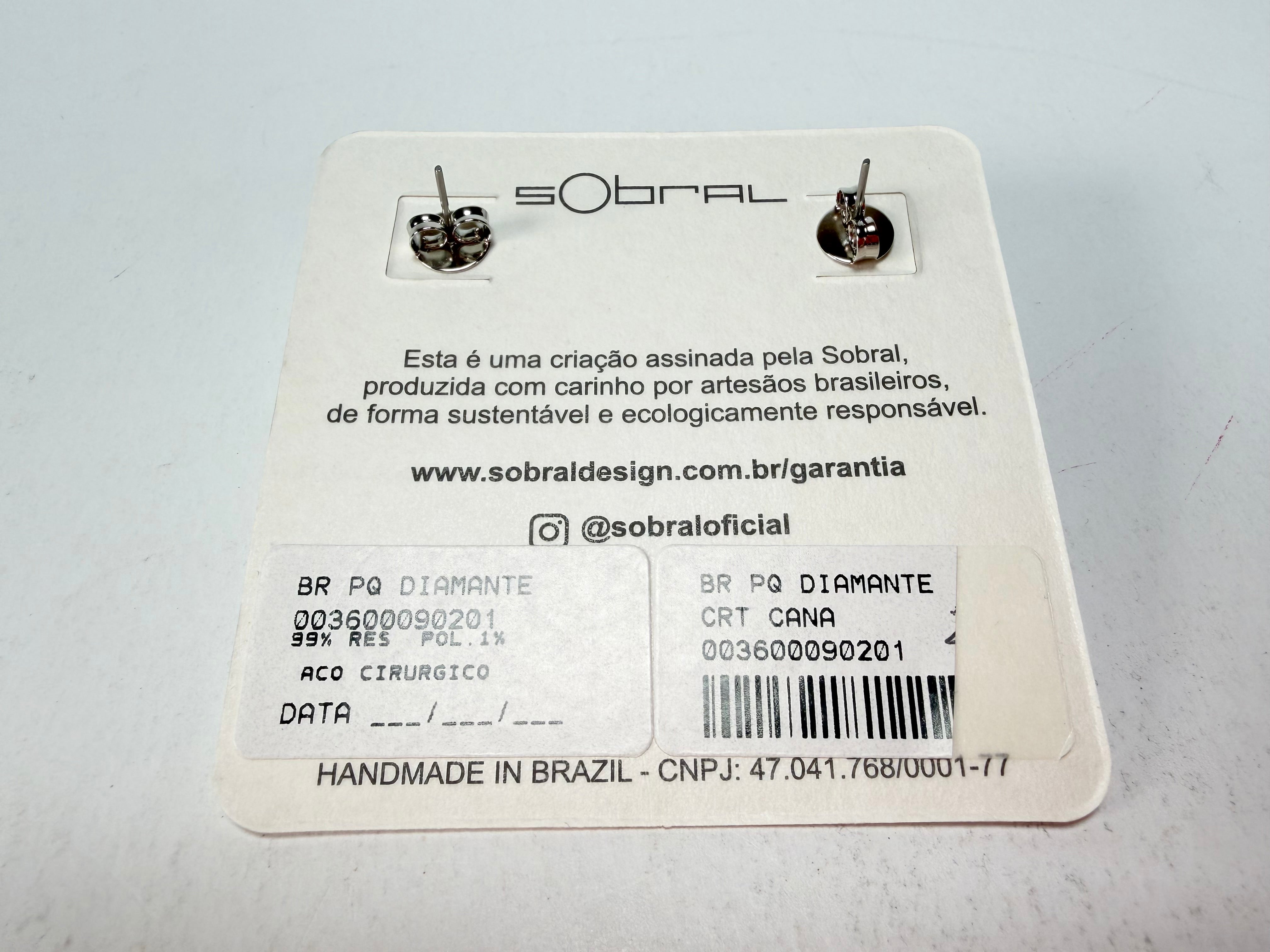Sobral - Mix 2023 "Pequeno Diamante" Cana Cristal Resin Earrings ( 003600 )