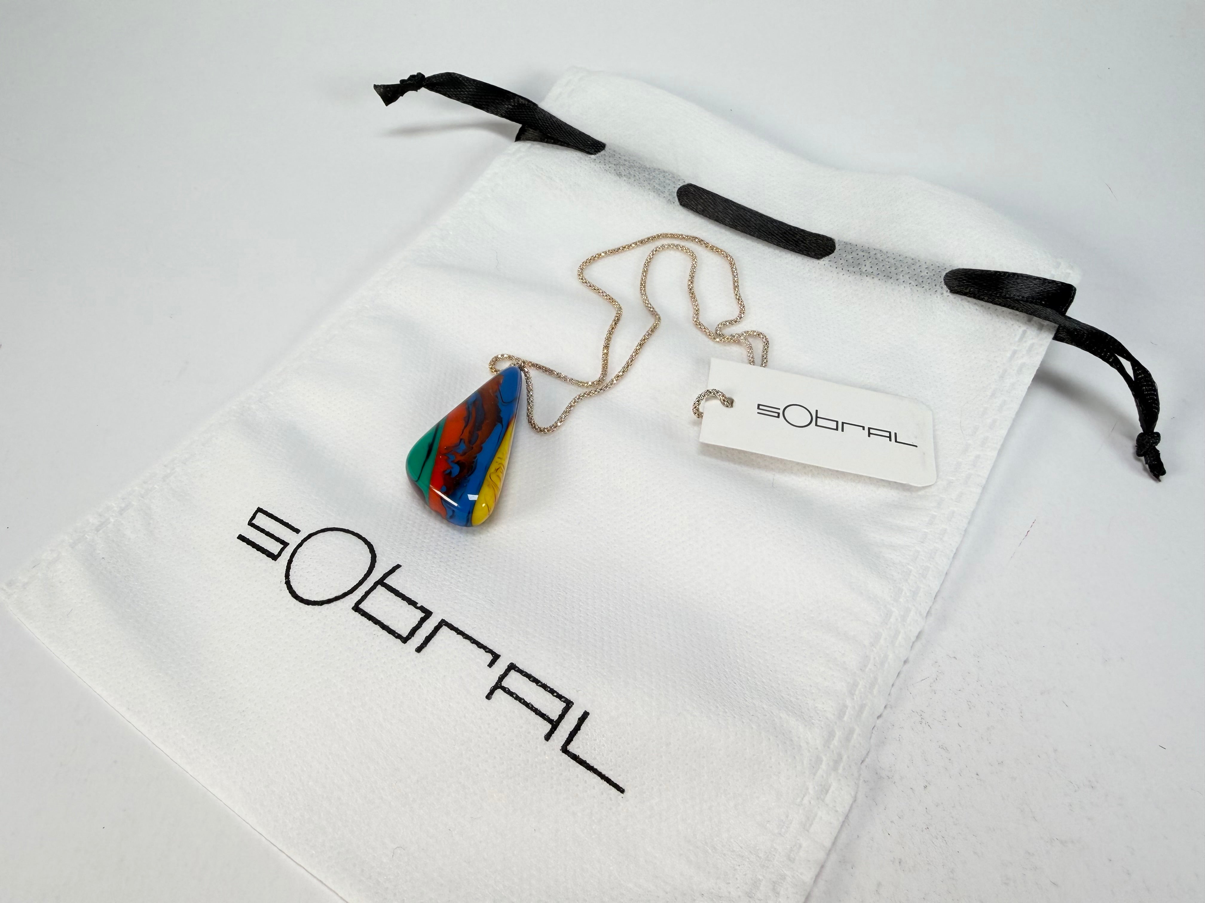 Sobral - Multi-Colour "Vague" Pollock Resin AG Sliver Necklace ( 005328 )
