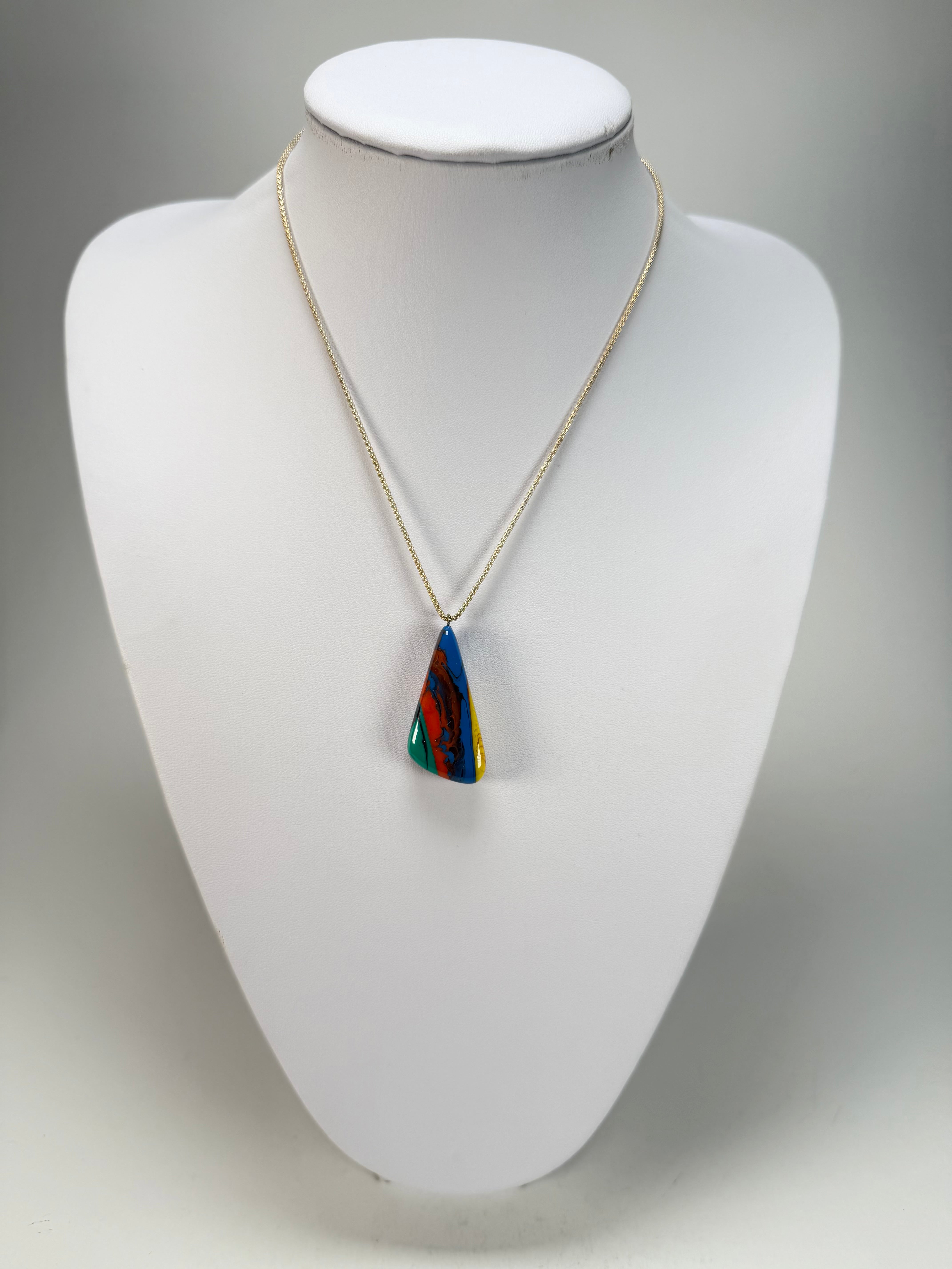 Sobral - Multi-Colour "Vague" Pollock Resin AG Sliver Necklace ( 005328 )