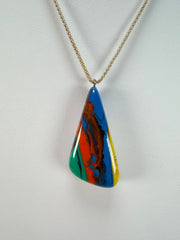 Sobral - Multi-Colour "Vague" Pollock Resin AG Sliver Necklace ( 005328 )
