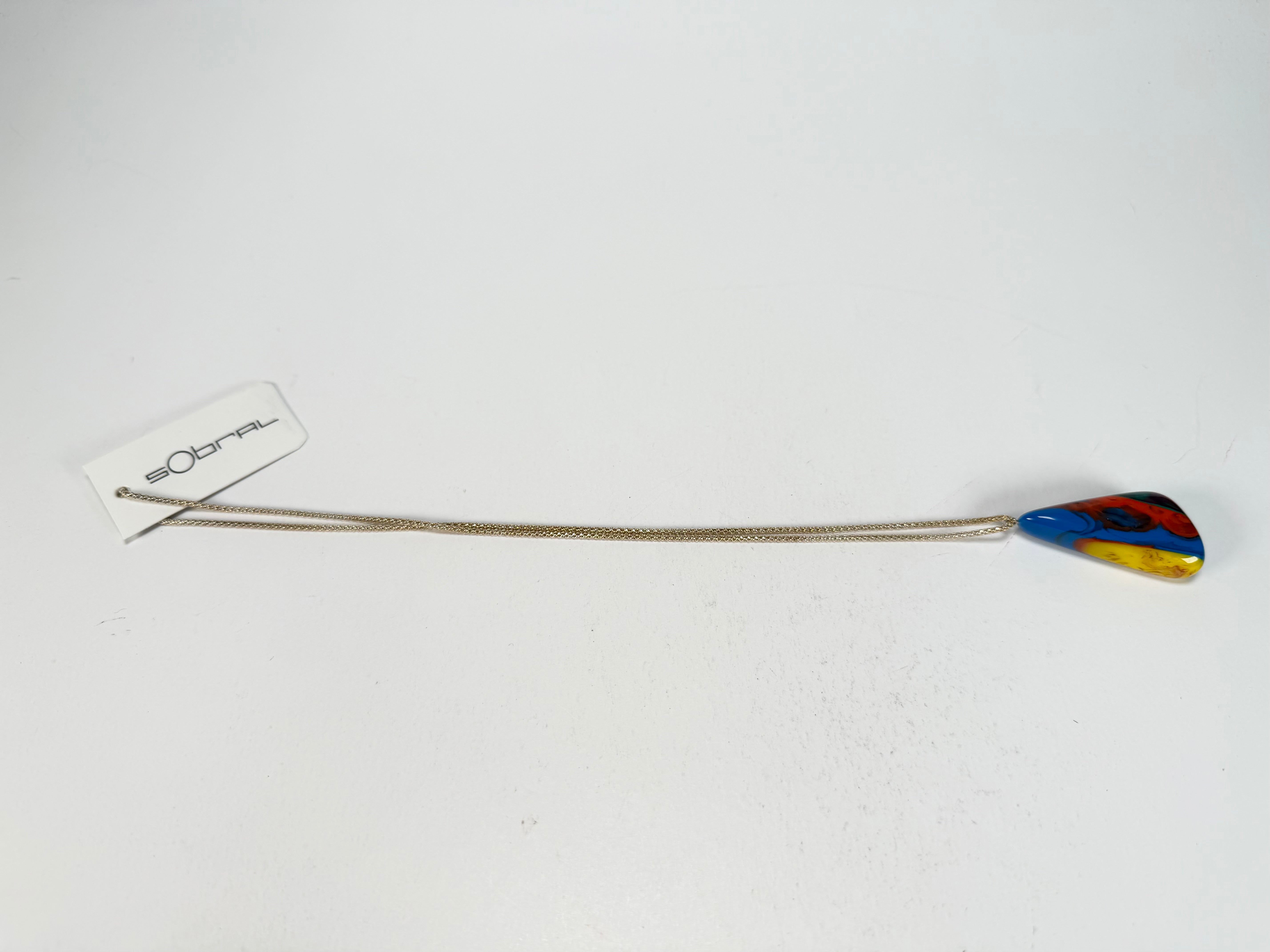 Sobral - Multi-Colour "Vague" Pollock Resin AG Sliver Necklace ( 005328 )