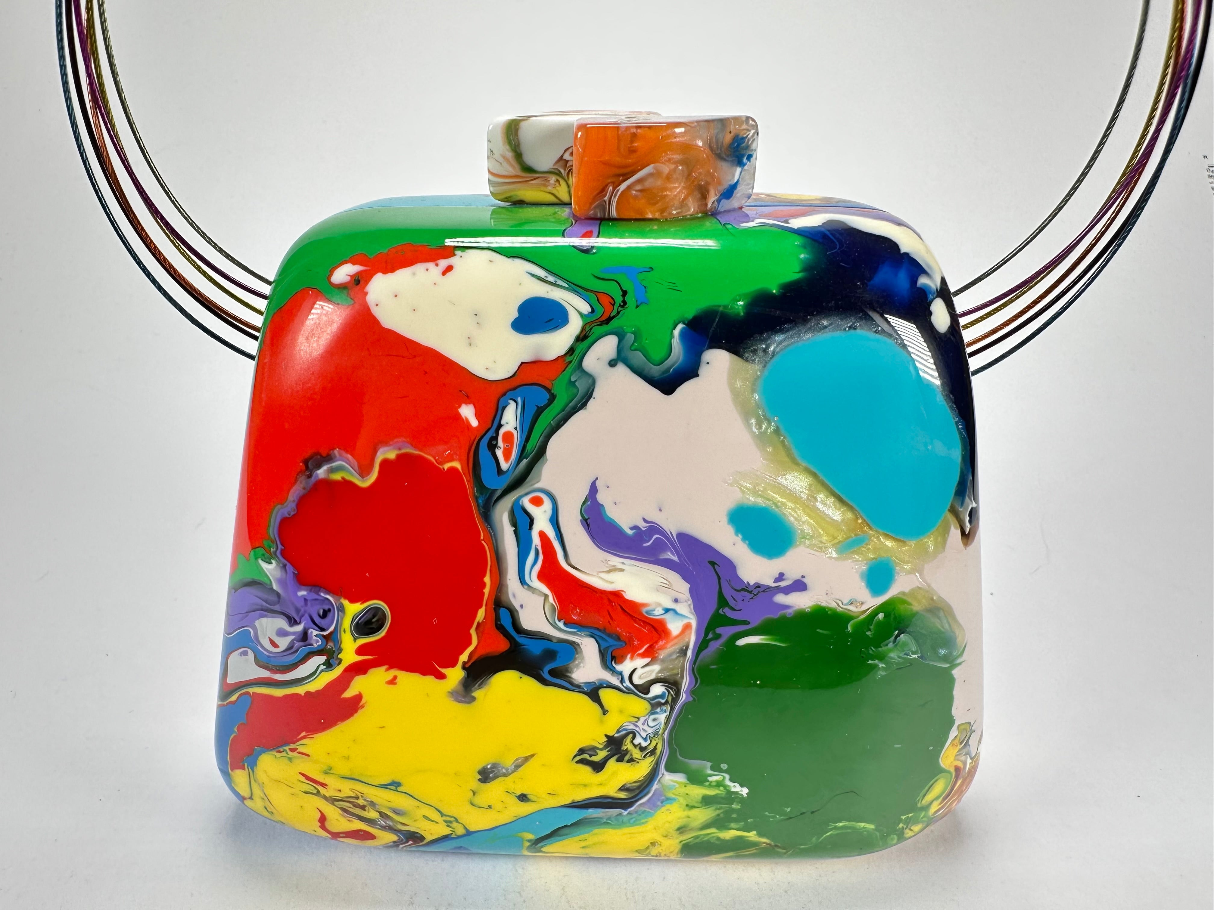 Sobral - Multi-Colour "Miranda " Pollock Resin Clutch Bag / Handbag ( 002390 )