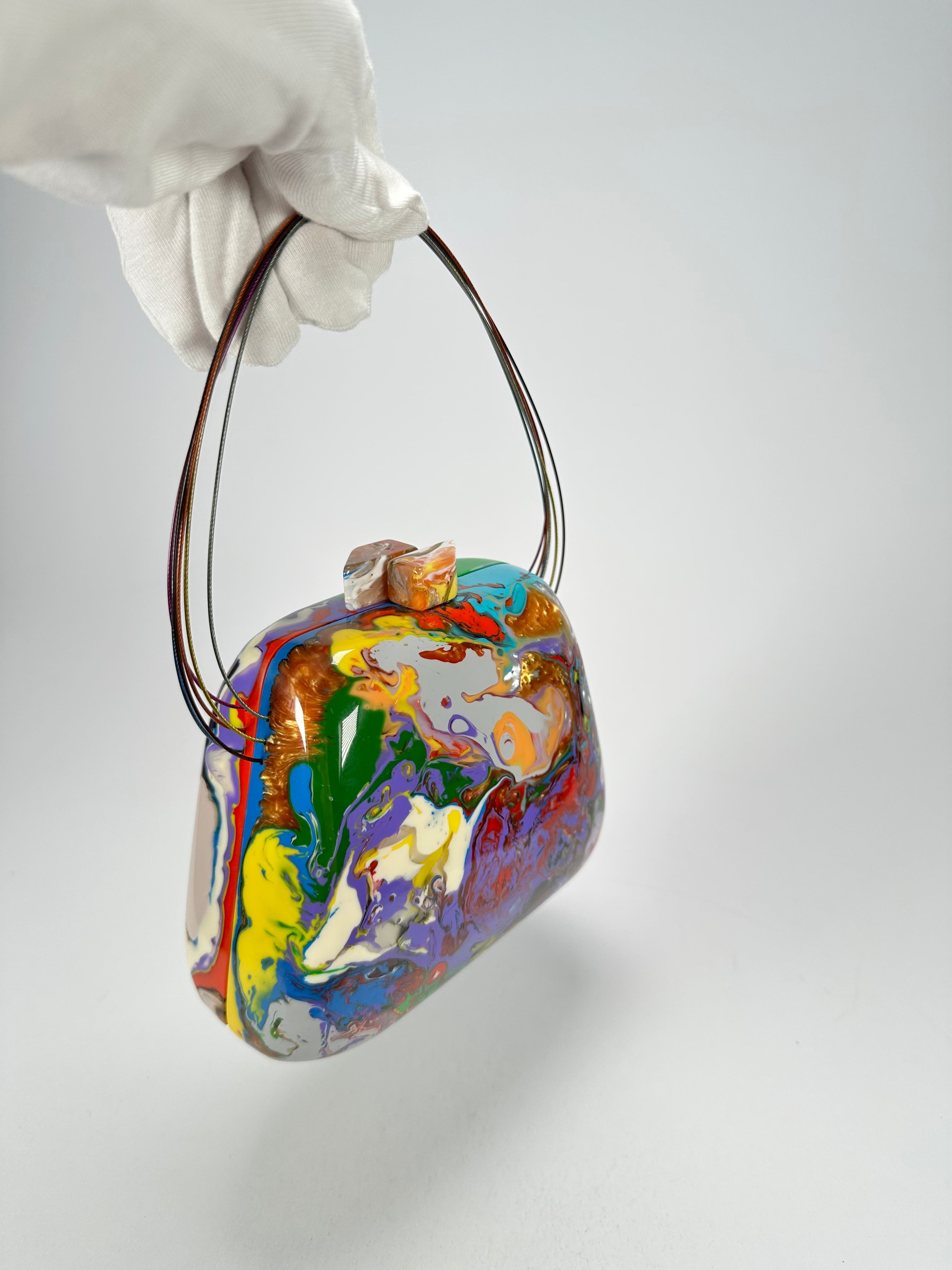 Sobral - Multi-Colour "Miranda " Pollock Resin Clutch Bag / Handbag ( 002390 )