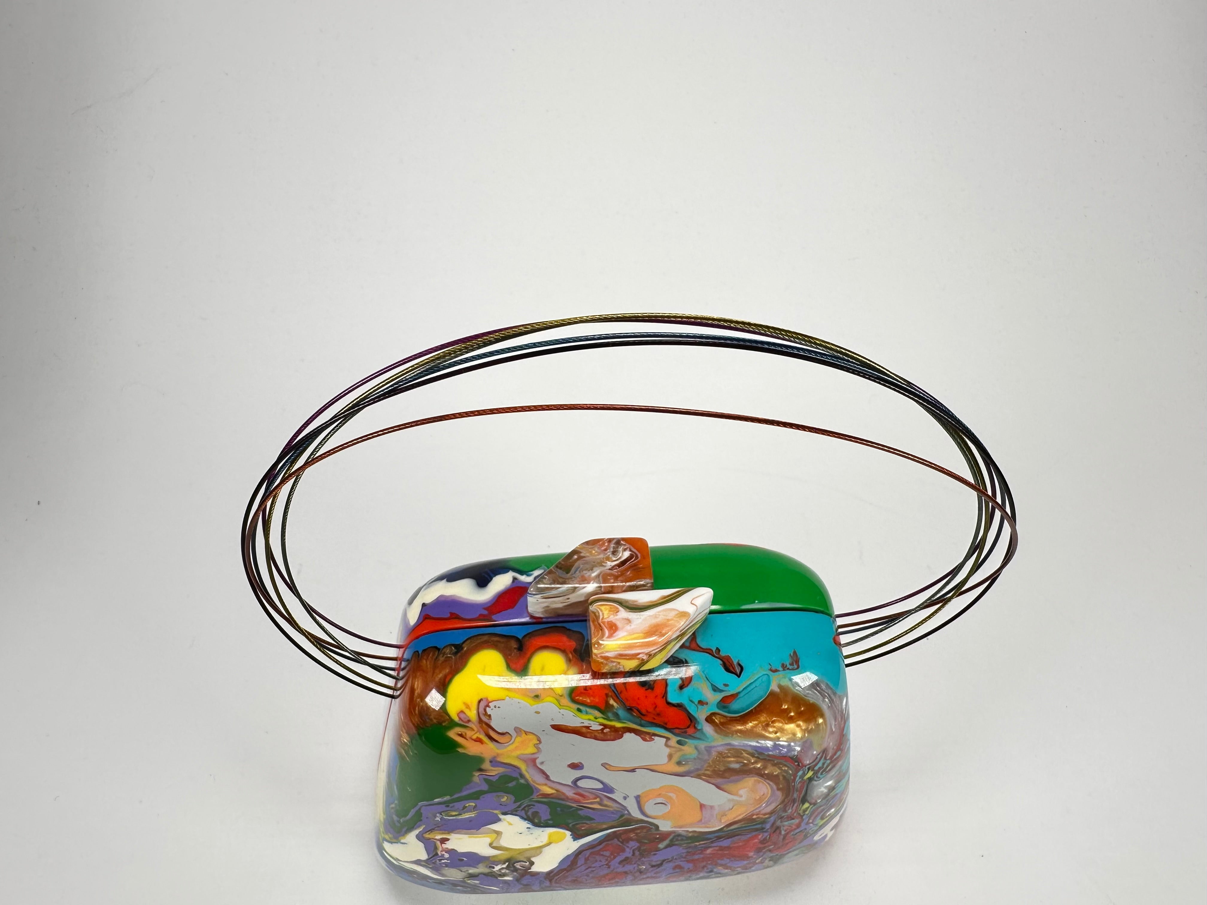 Sobral - Multi-Colour "Miranda " Pollock Resin Clutch Bag / Handbag ( 002390 )