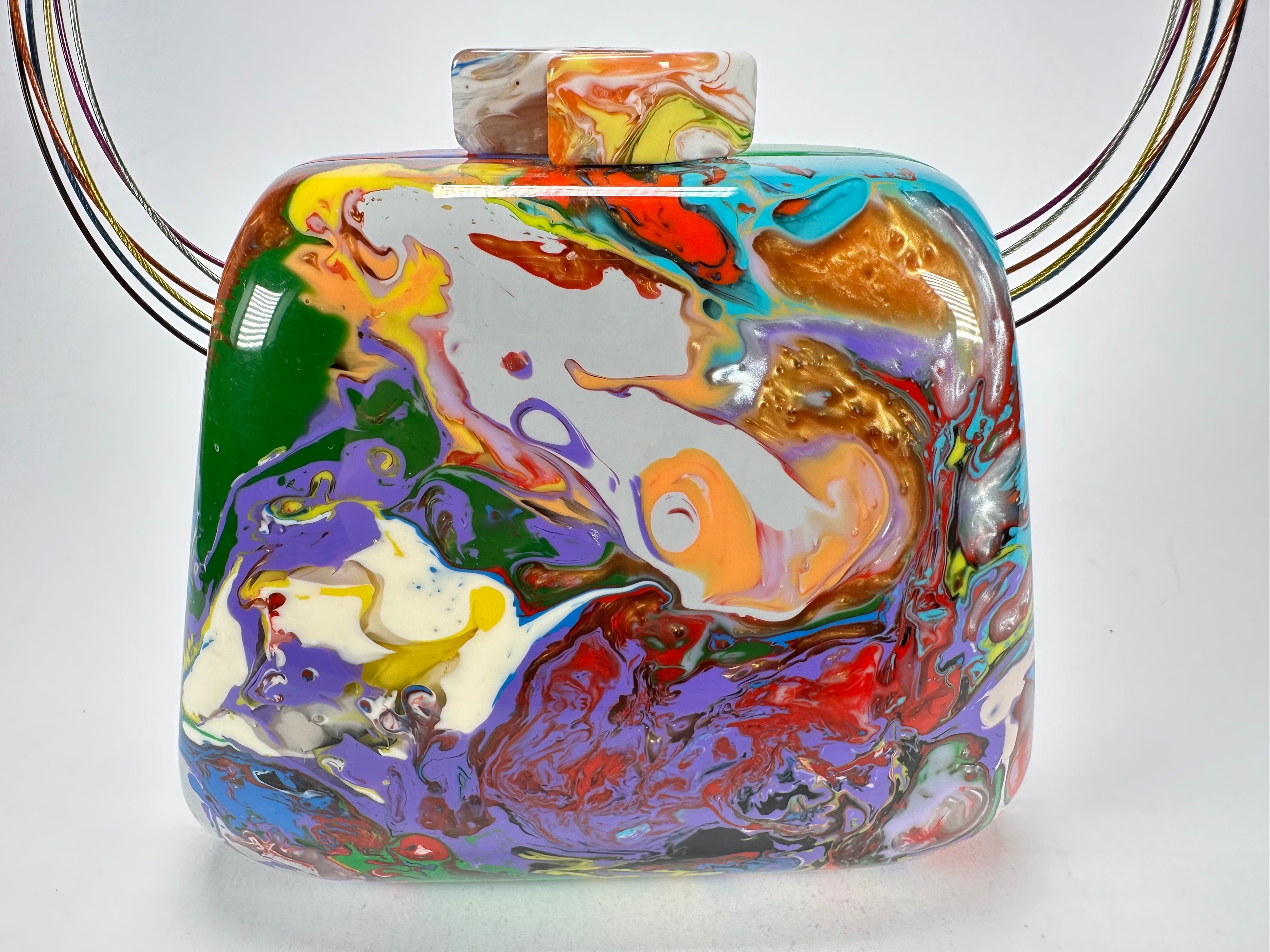 Sobral - Multi-Colour "Miranda " Pollock Resin Clutch Bag / Handbag ( 002390 )