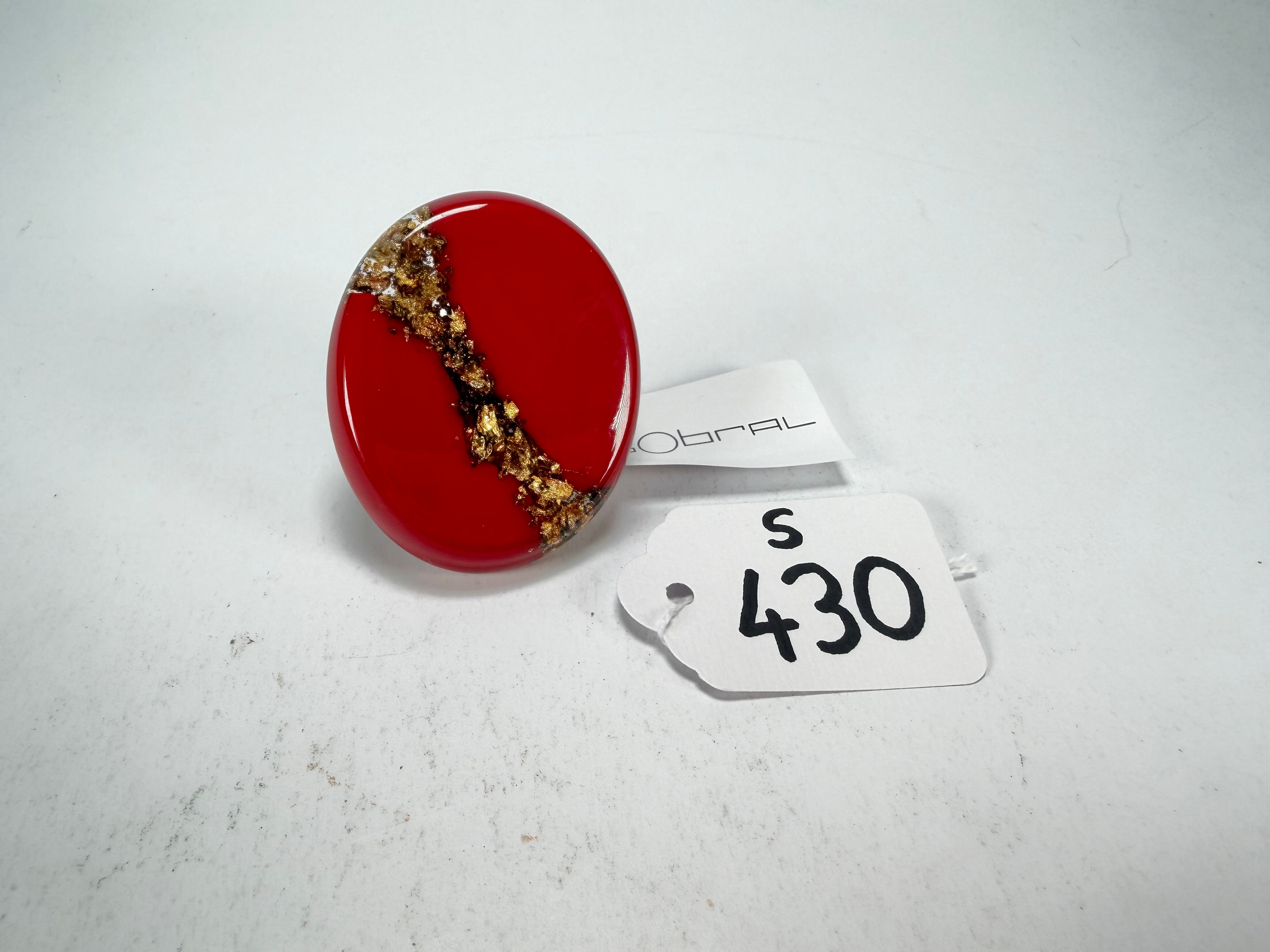Sobral - Metalique "Munique" Orlando Red Resin Ring ( 005145 ) - Size UK S / US9