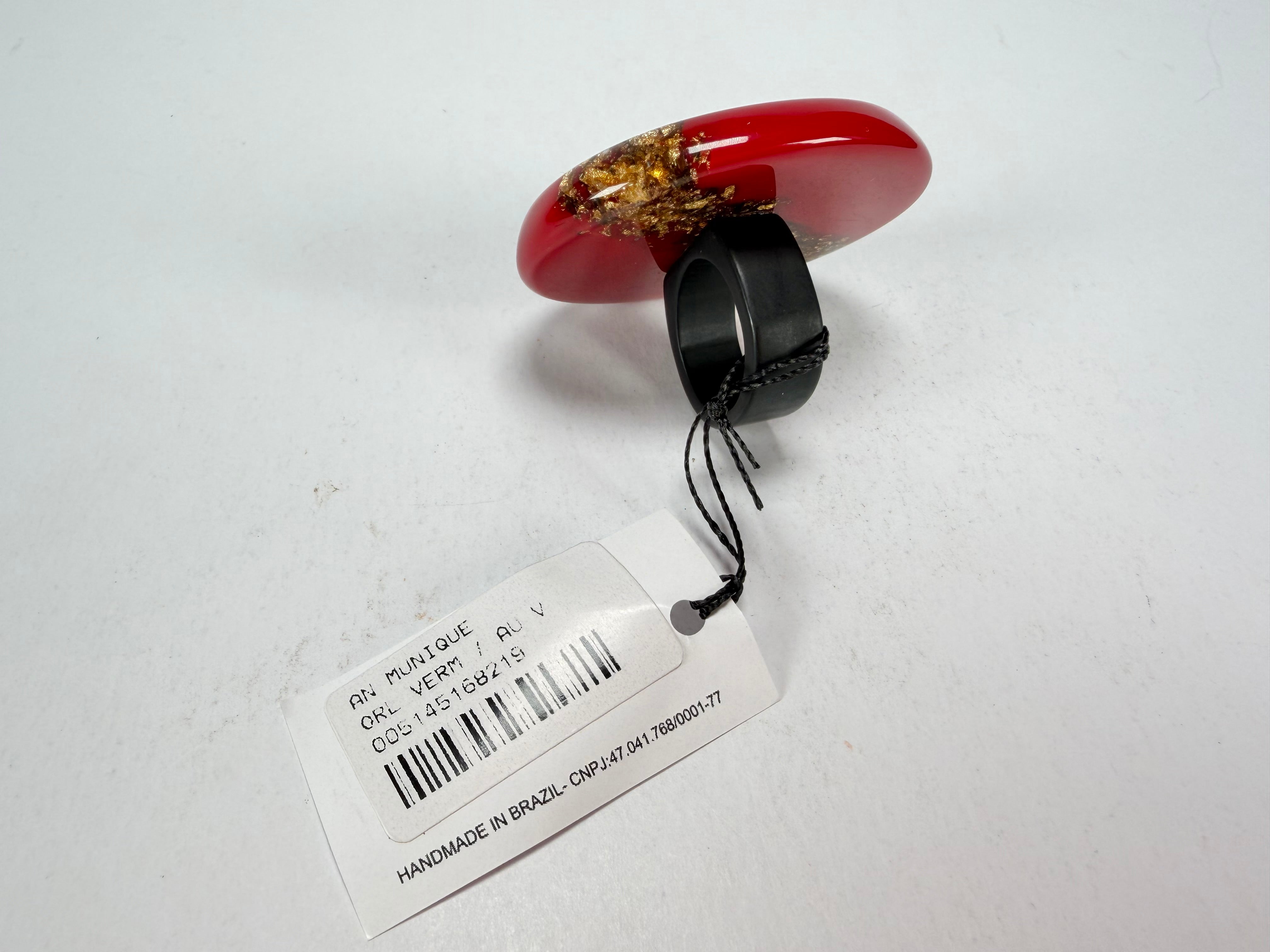 Sobral - Metalique "Munique" Orlando Red Resin Ring ( 005145 ) - Size UK S / US9