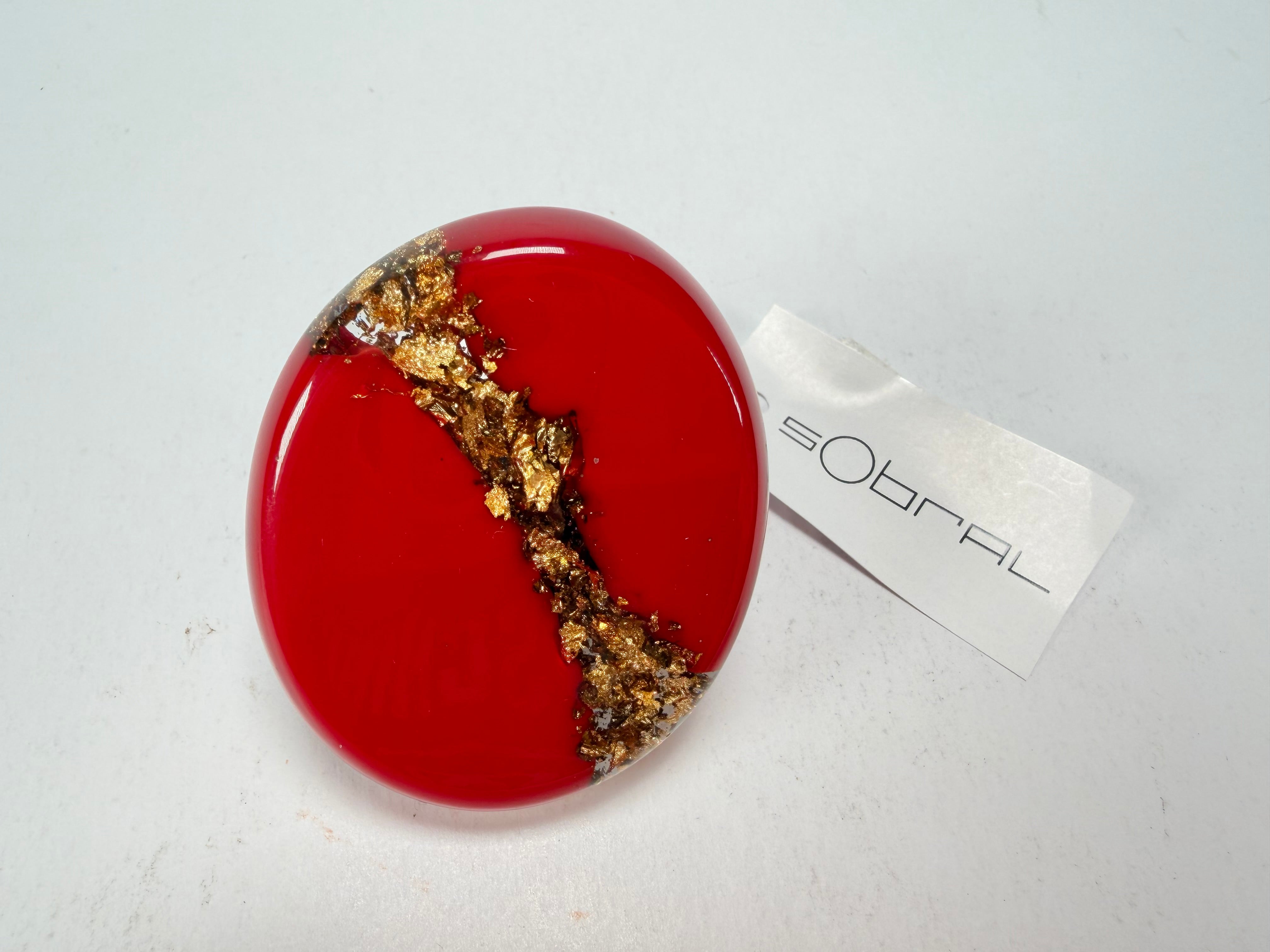 Sobral - Metalique "Munique" Orlando Red Resin Ring ( 005145 ) - Size UK S / US9