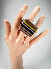 Sobral - Pop Art "Carre" Resin Ring ( 001828 ) - Size UK O / US 7