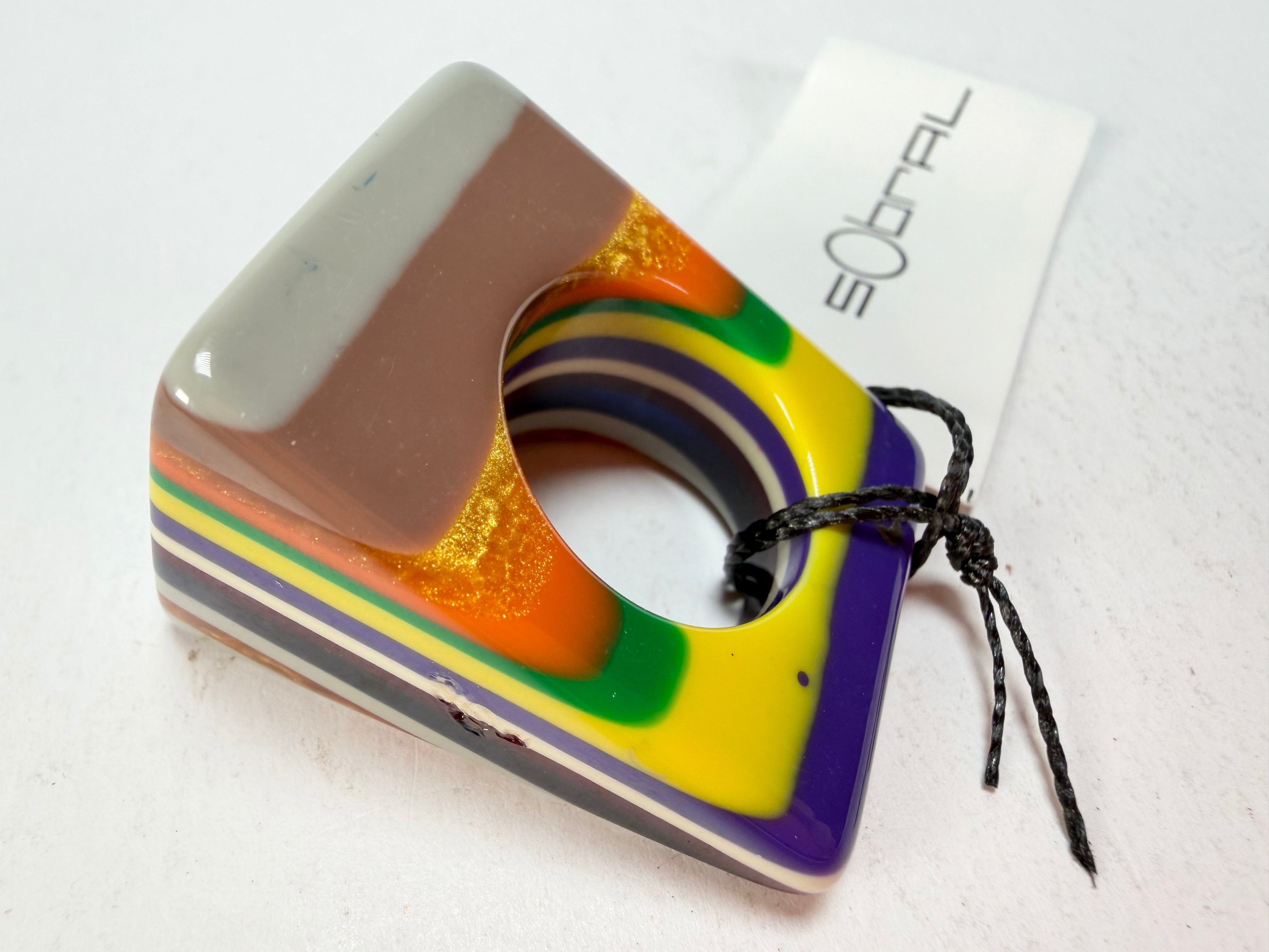 Sobral - Pop Art "Carre" Resin Ring ( 001828 ) - Size UK O / US 7