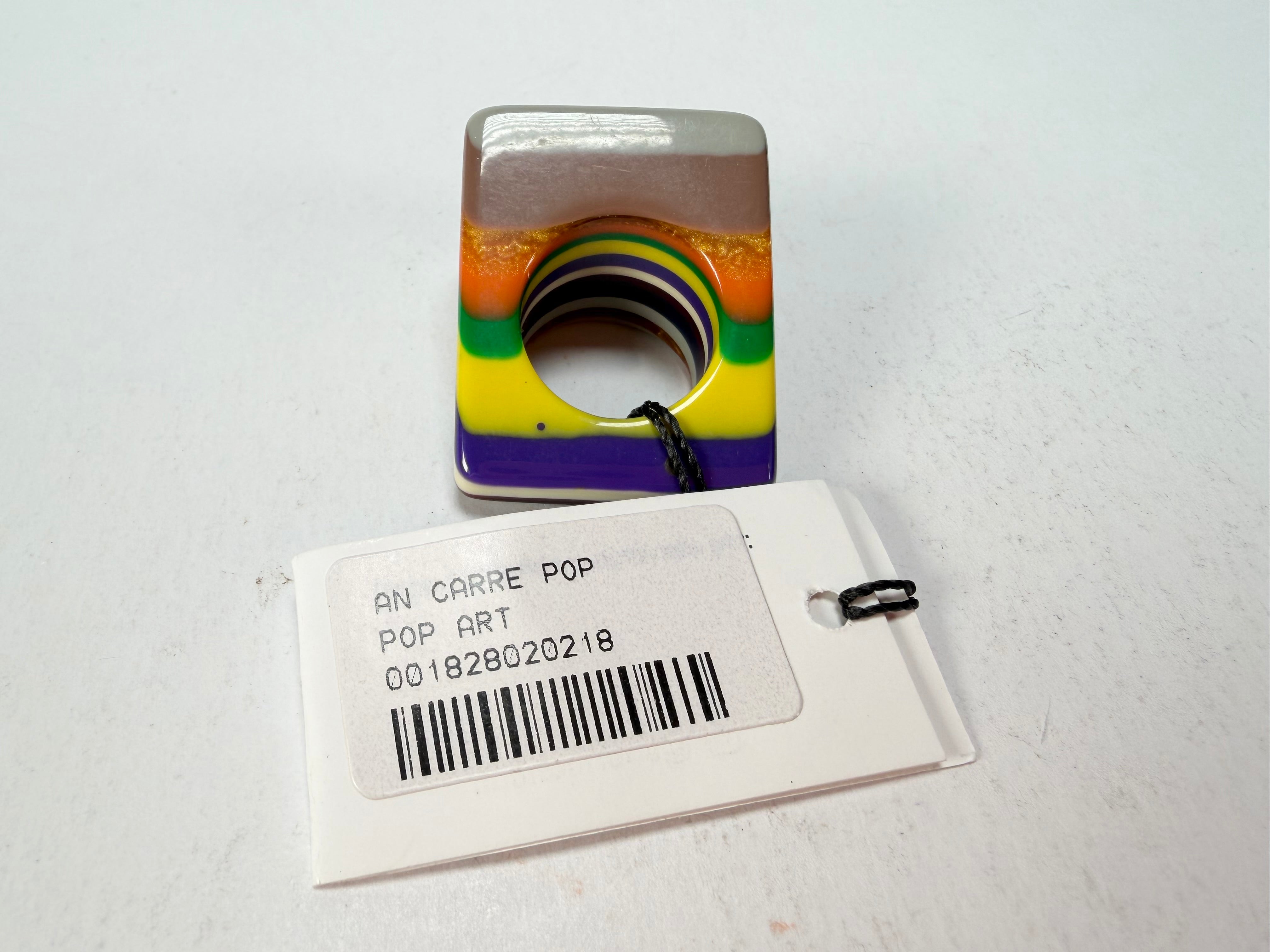 Sobral - Pop Art "Carre" Resin Ring ( 001828 ) - Size UK O / US 7