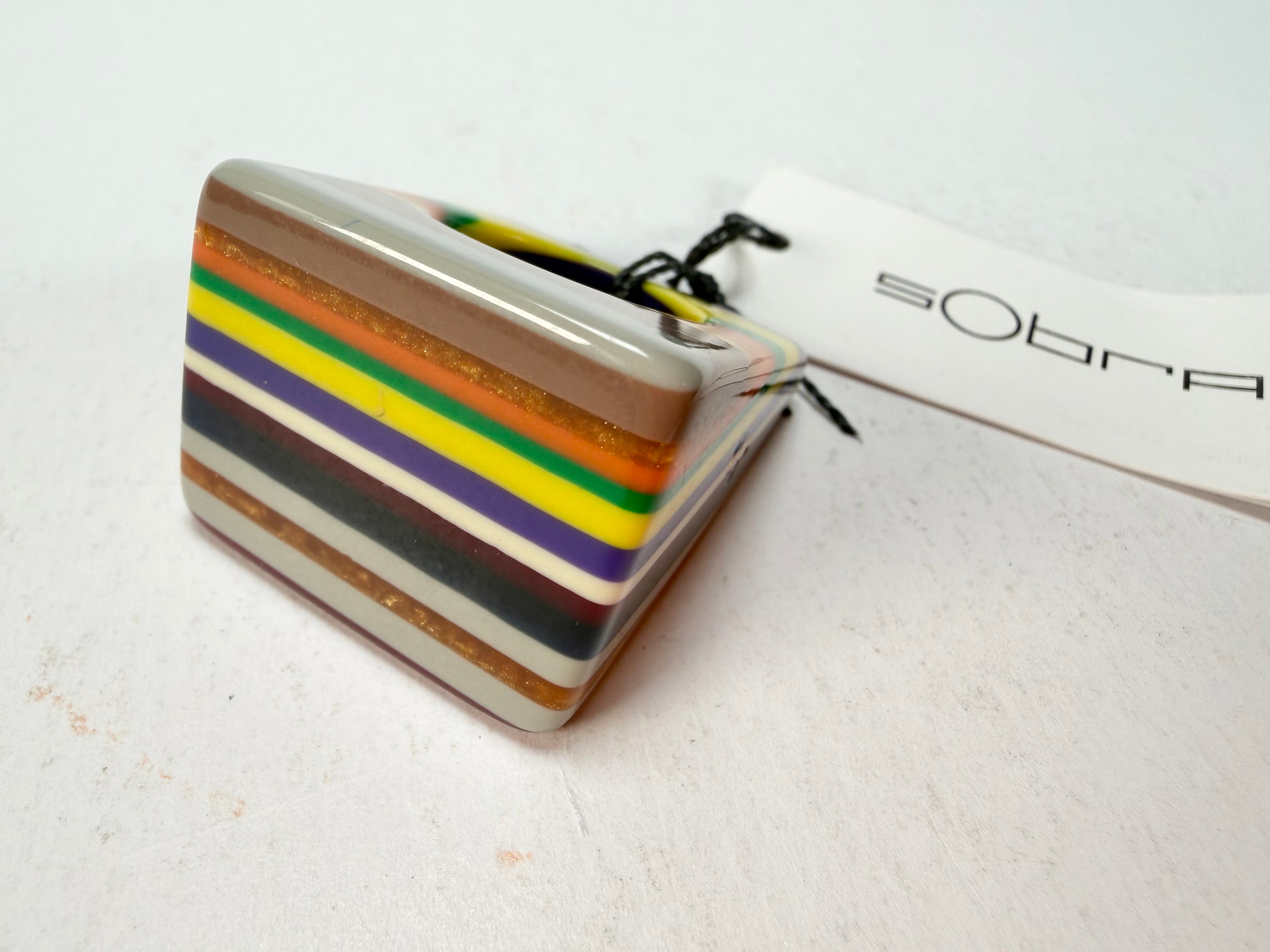 Sobral - Pop Art "Carre" Resin Ring ( 001828 ) - Size UK O / US 7