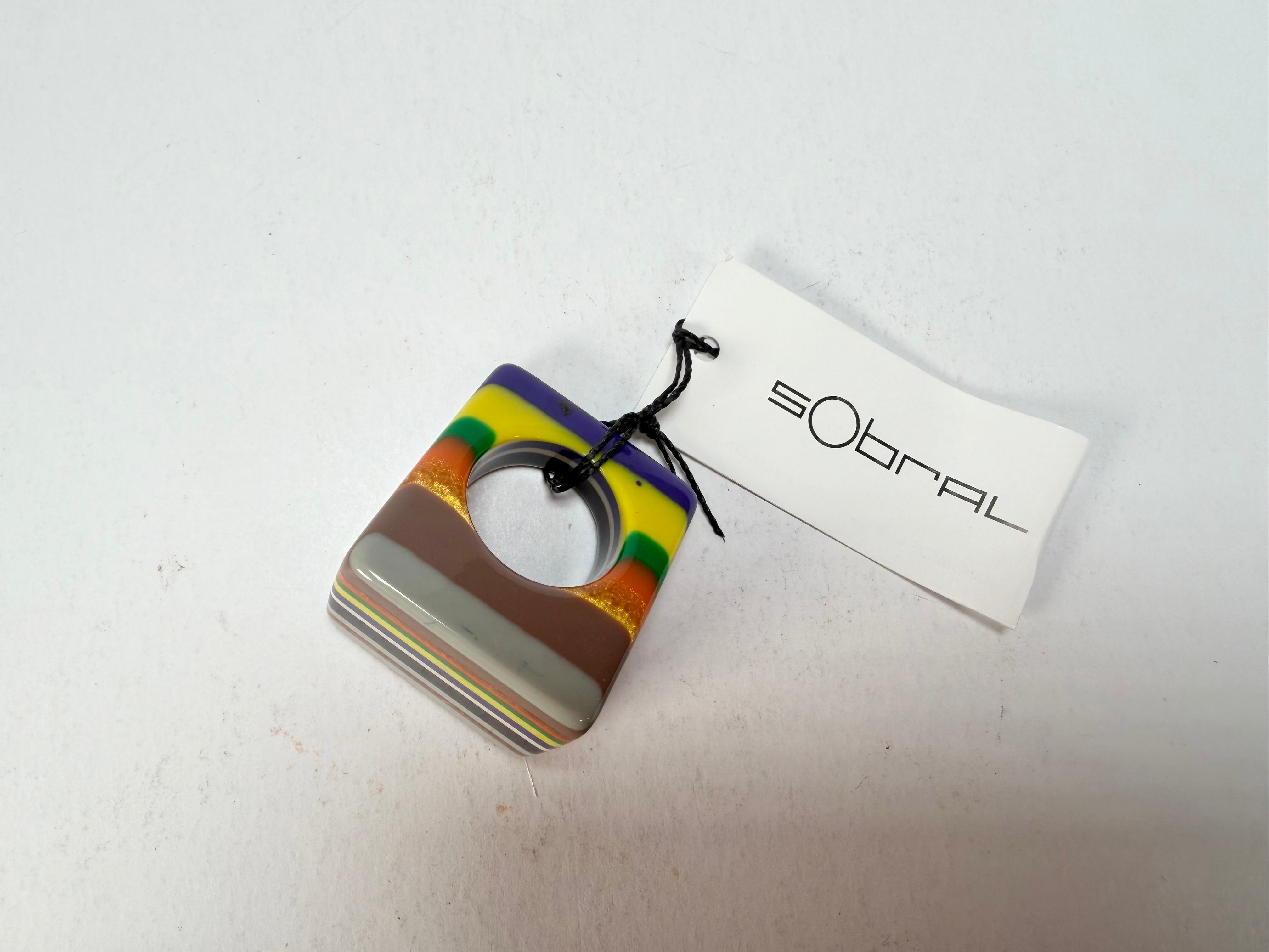 Sobral - Pop Art "Carre" Resin Ring ( 001828 ) - Size UK O / US 7