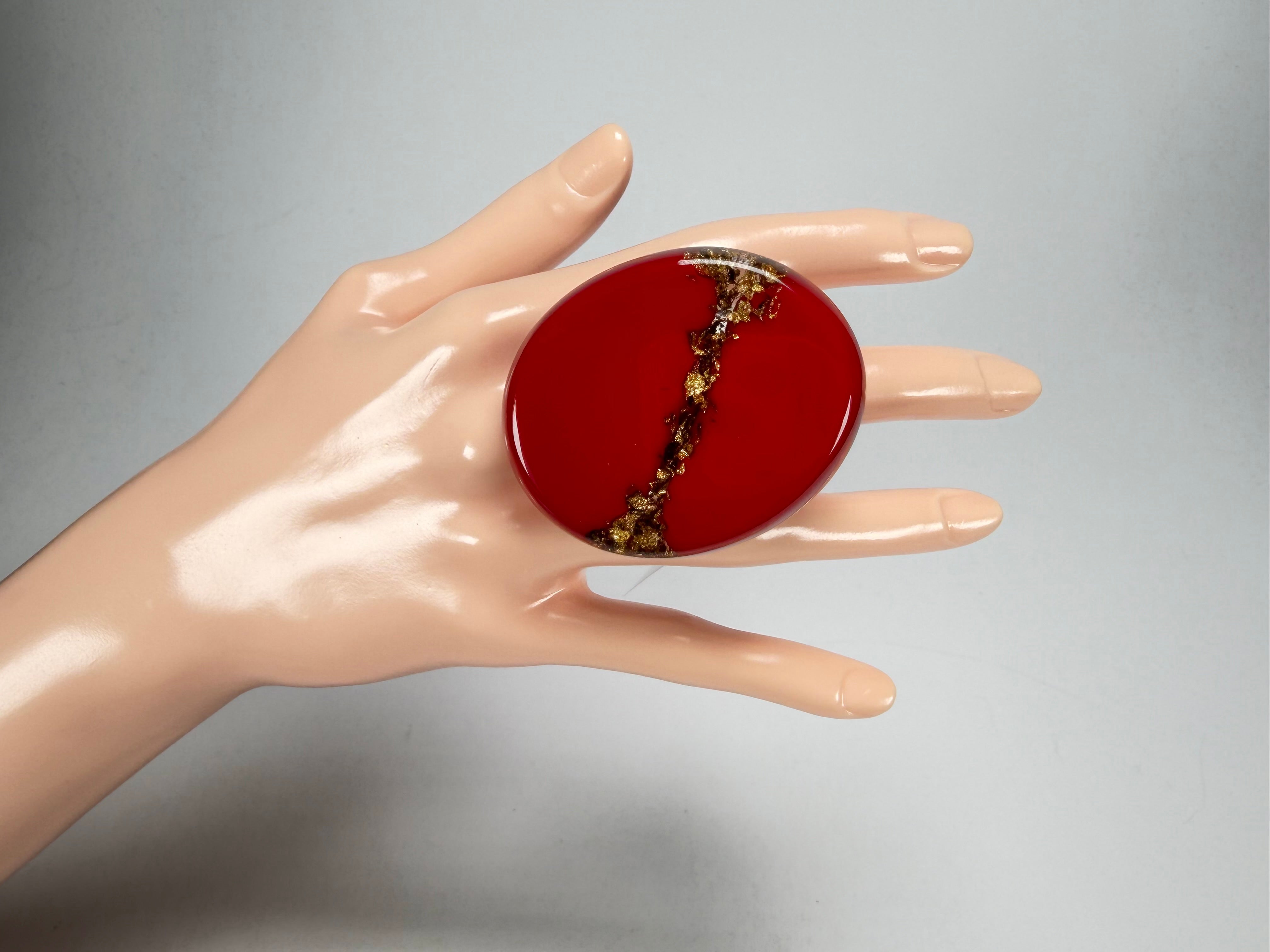 Sobral - Metalique "Munique" Orlando Red Resin Ring ( 005145 ) - Size UK S / US 9