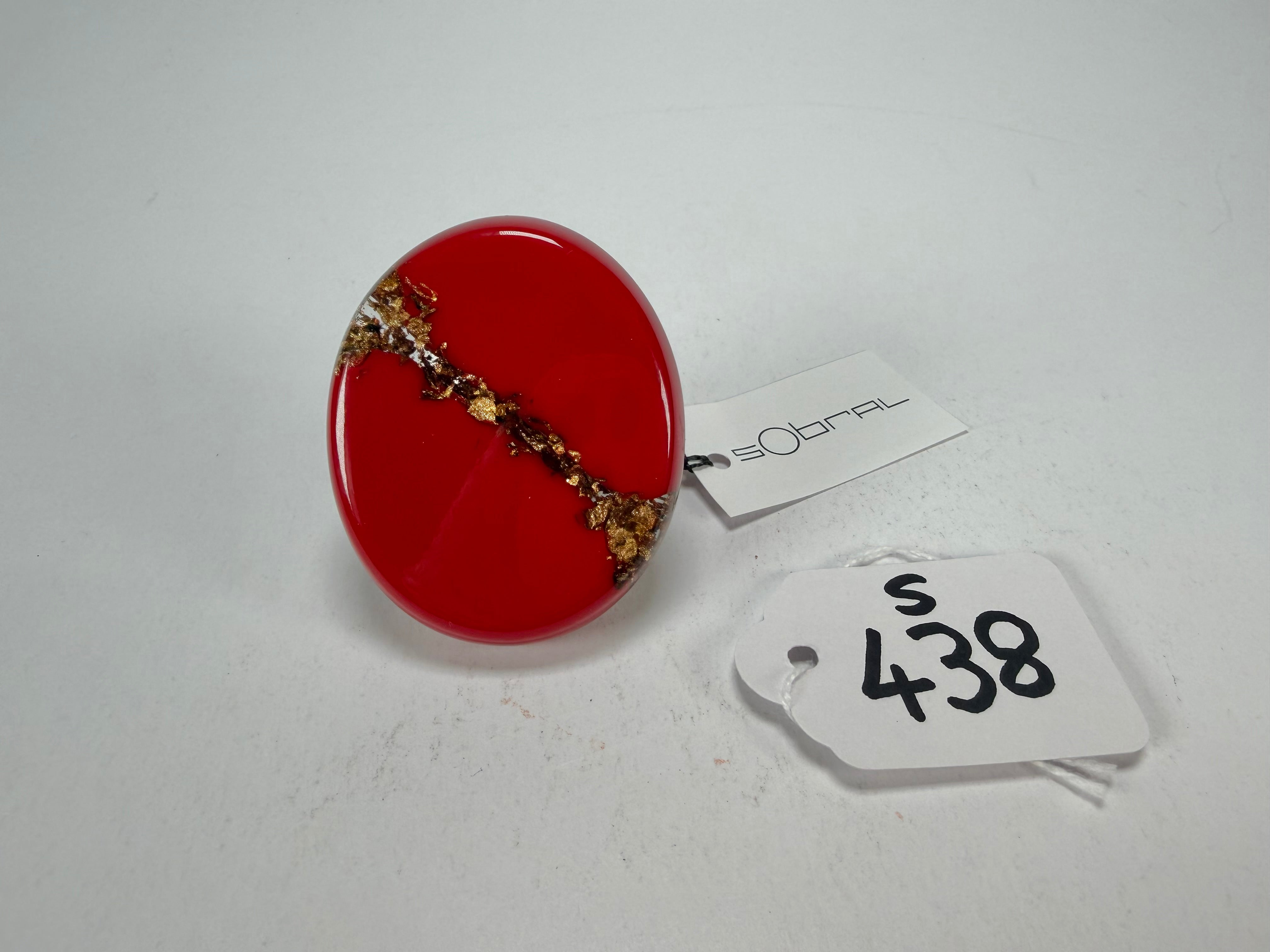 Sobral - Metalique "Munique" Orlando Red Resin Ring ( 005145 ) - Size UK S / US 9