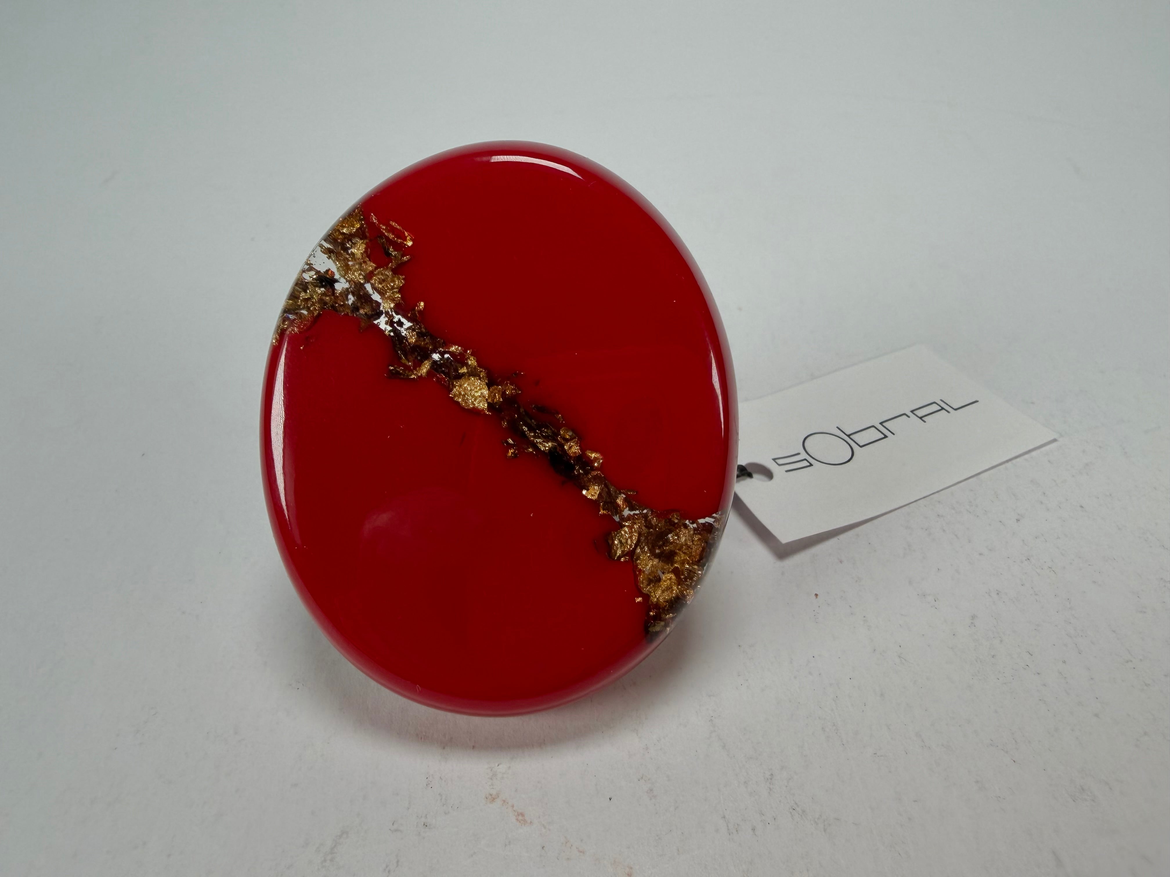 Sobral - Metalique "Munique" Orlando Red Resin Ring ( 005145 ) - Size UK S / US 9