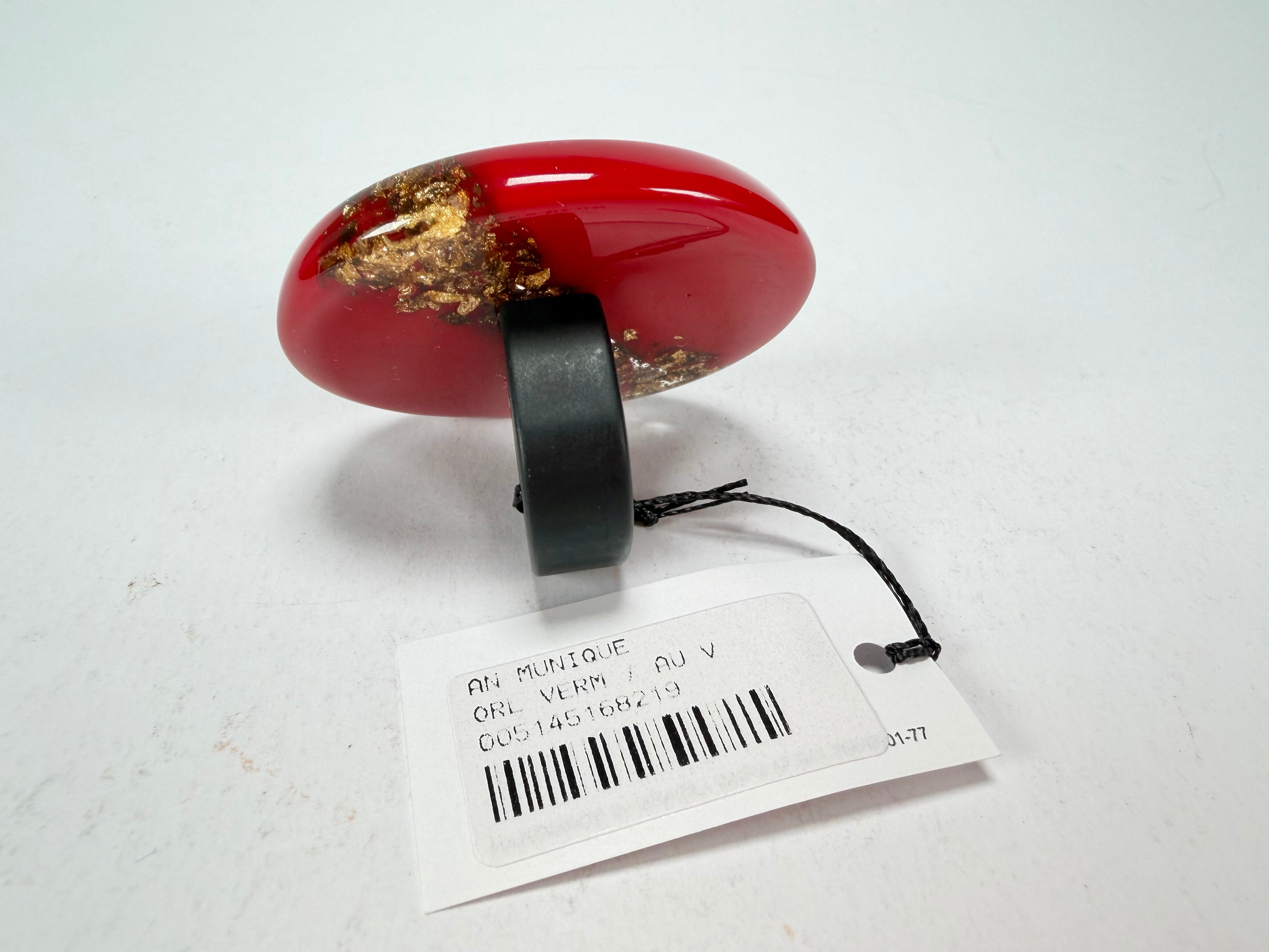 Sobral - Metalique "Munique" Orlando Red Resin Ring ( 005145 ) - Size UK S / US 9