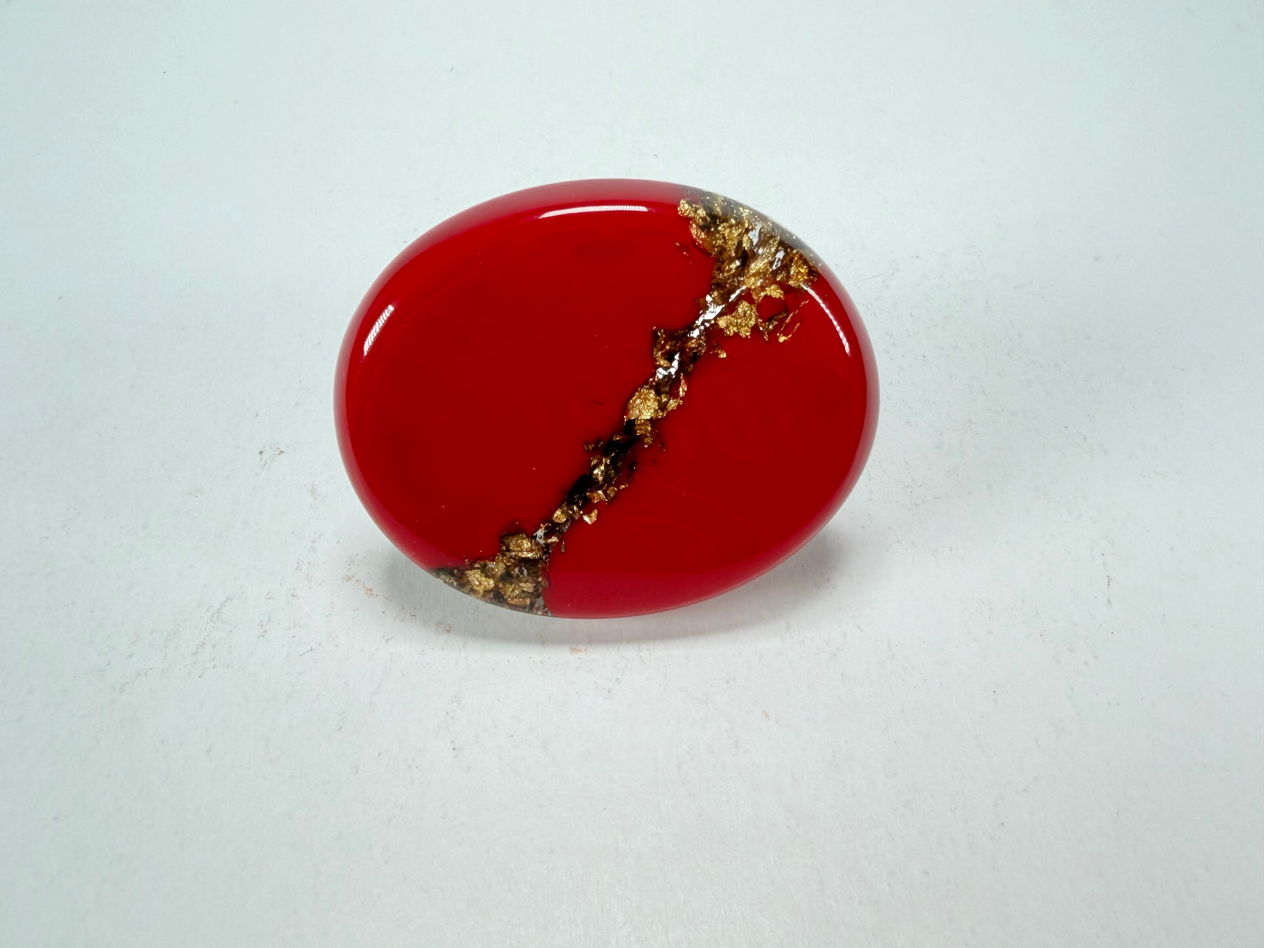 Sobral - Metalique "Munique" Orlando Red Resin Ring ( 005145 ) - Size UK S / US 9