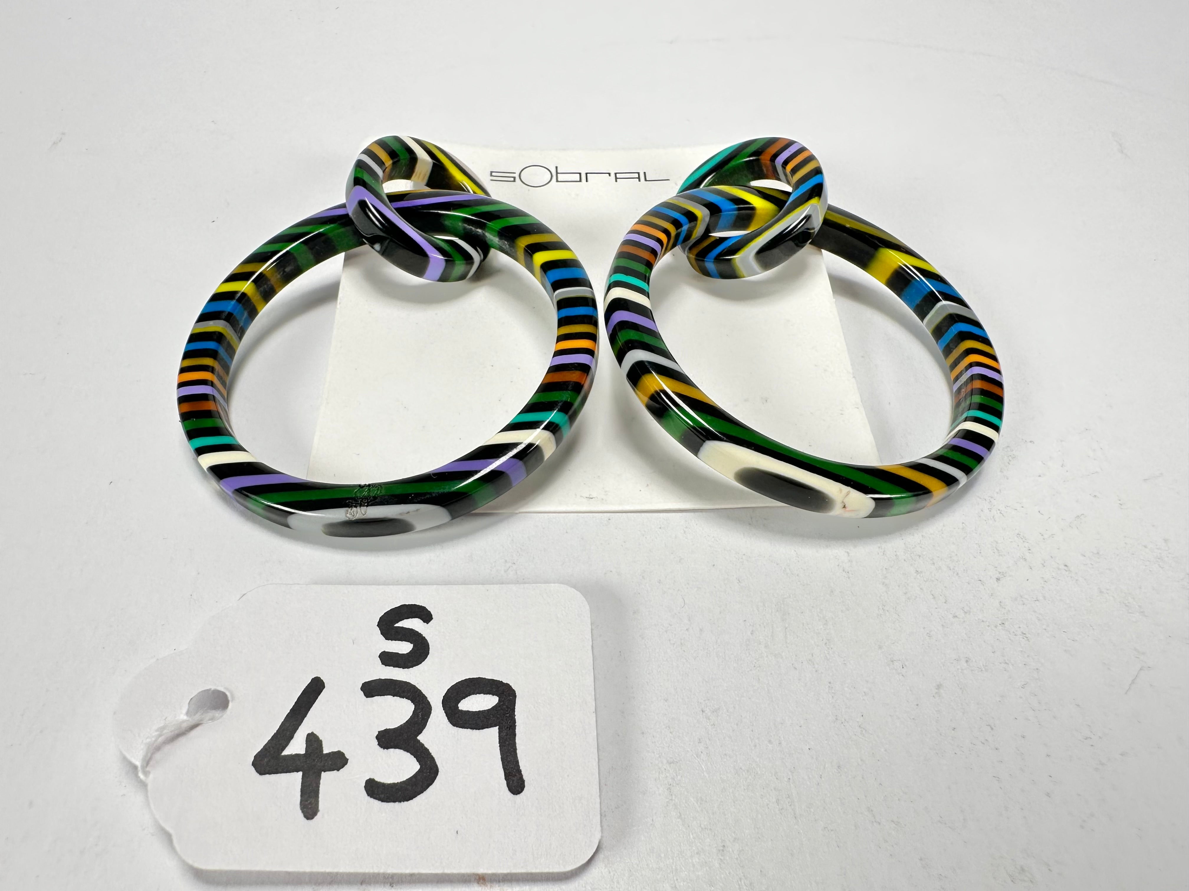 Sobral - Pop Art Noite "Tangled Hoops" Studio Creation Resin Earrings ( 000000 )