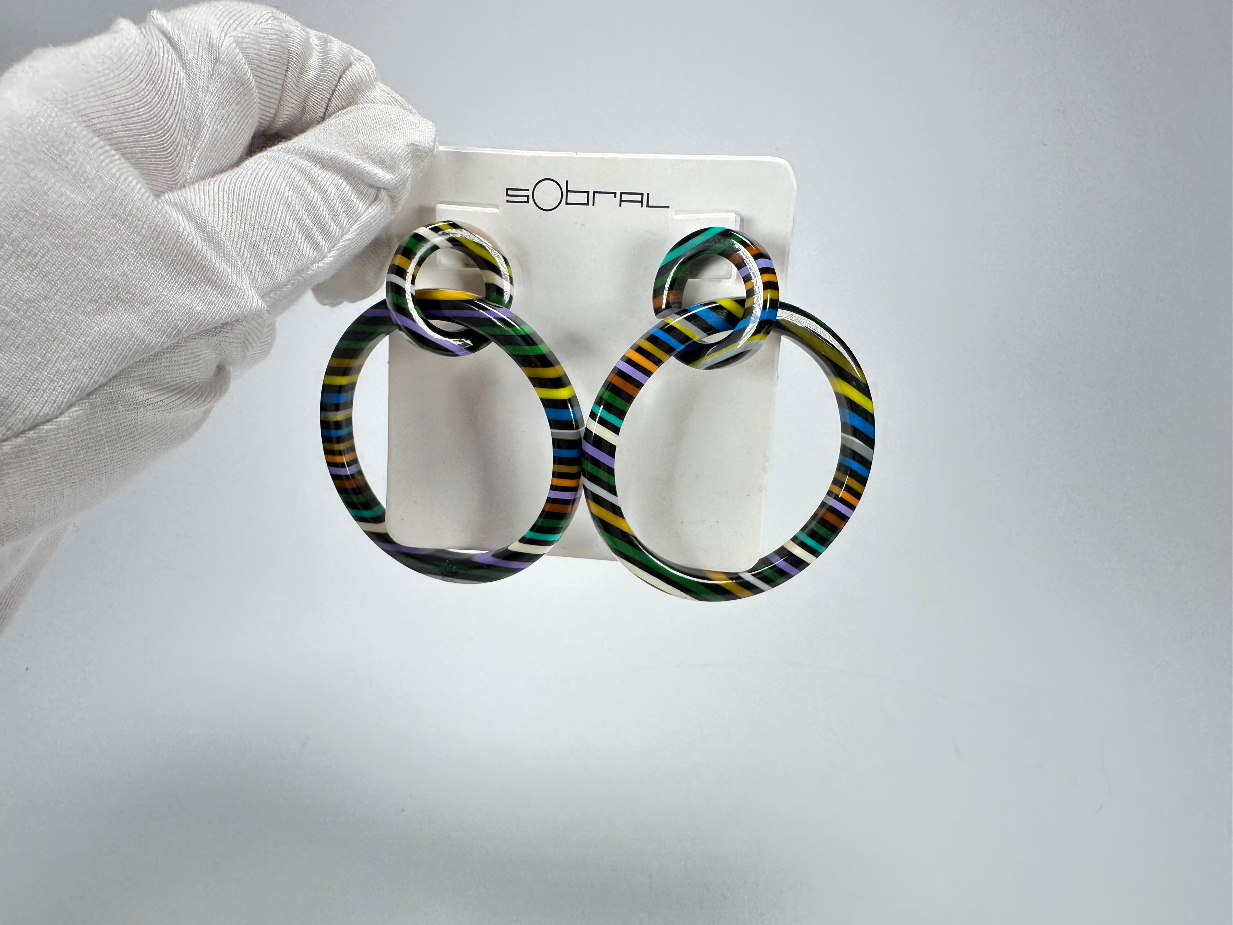 Sobral - Pop Art Noite "Tangled Hoops" Studio Creation Resin Earrings ( 000000 )