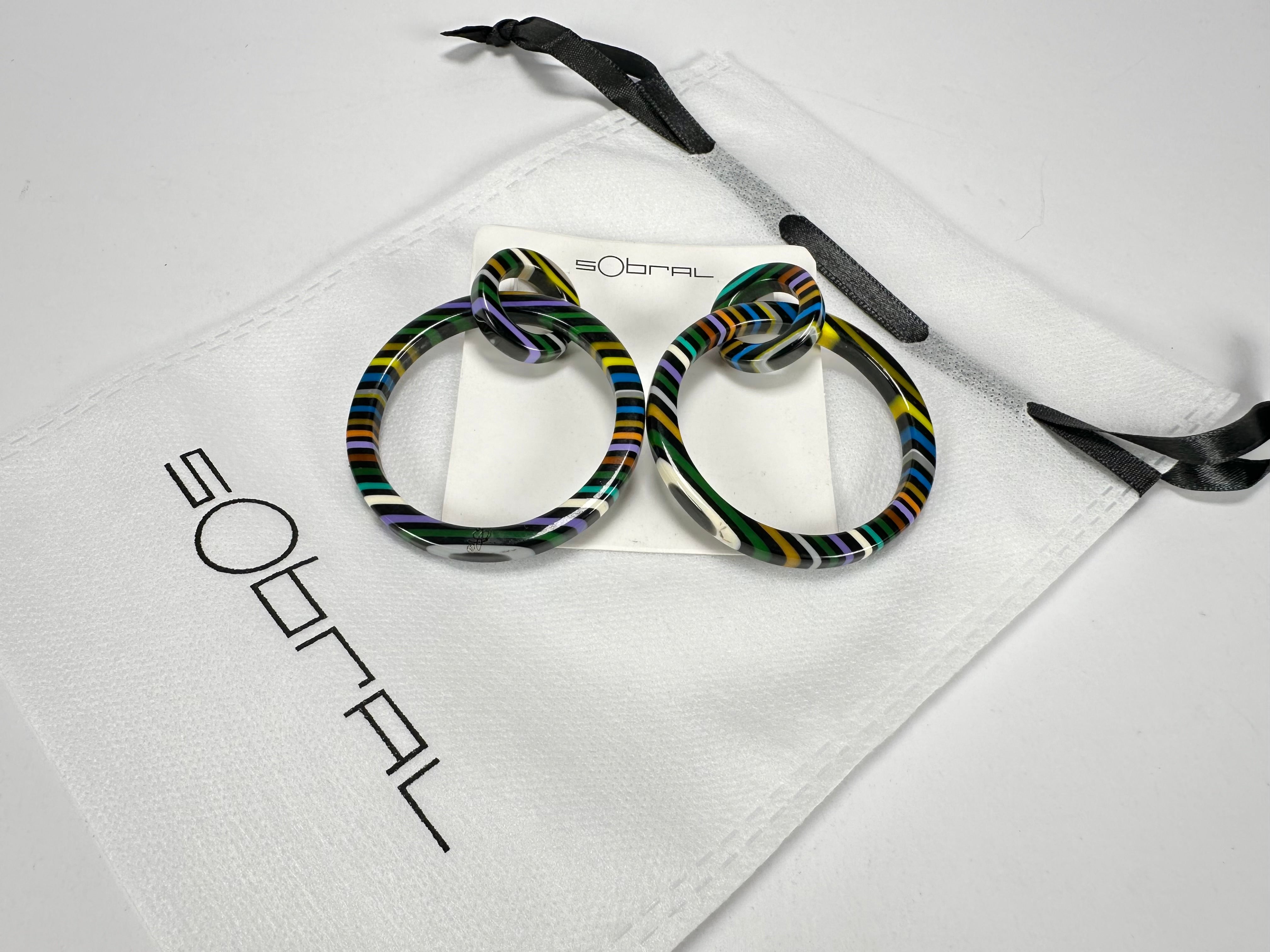 Sobral - Pop Art Noite "Tangled Hoops" Studio Creation Resin Earrings ( 000000 )