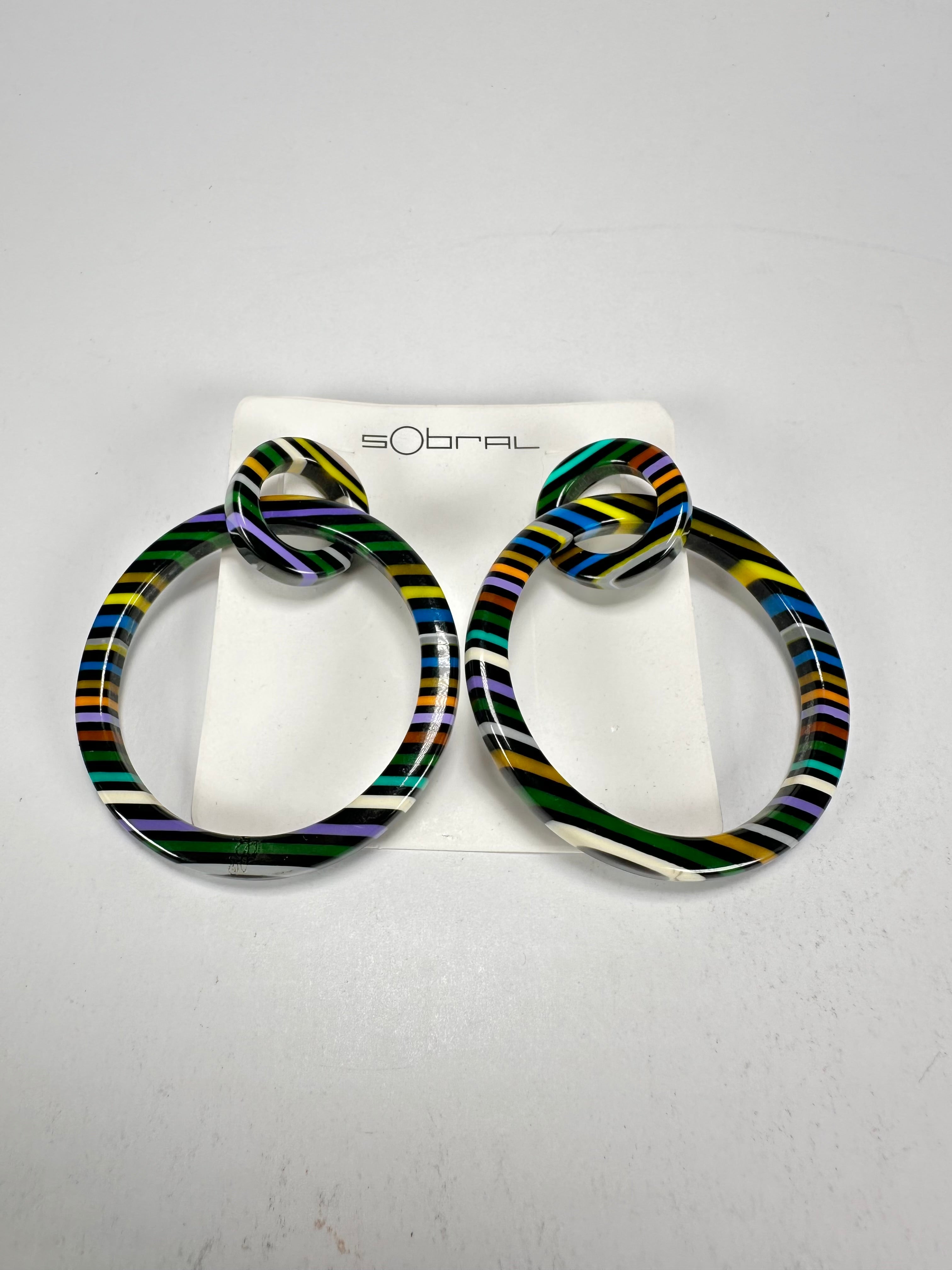 Sobral - Pop Art Noite "Tangled Hoops" Studio Creation Resin Earrings ( 000000 )