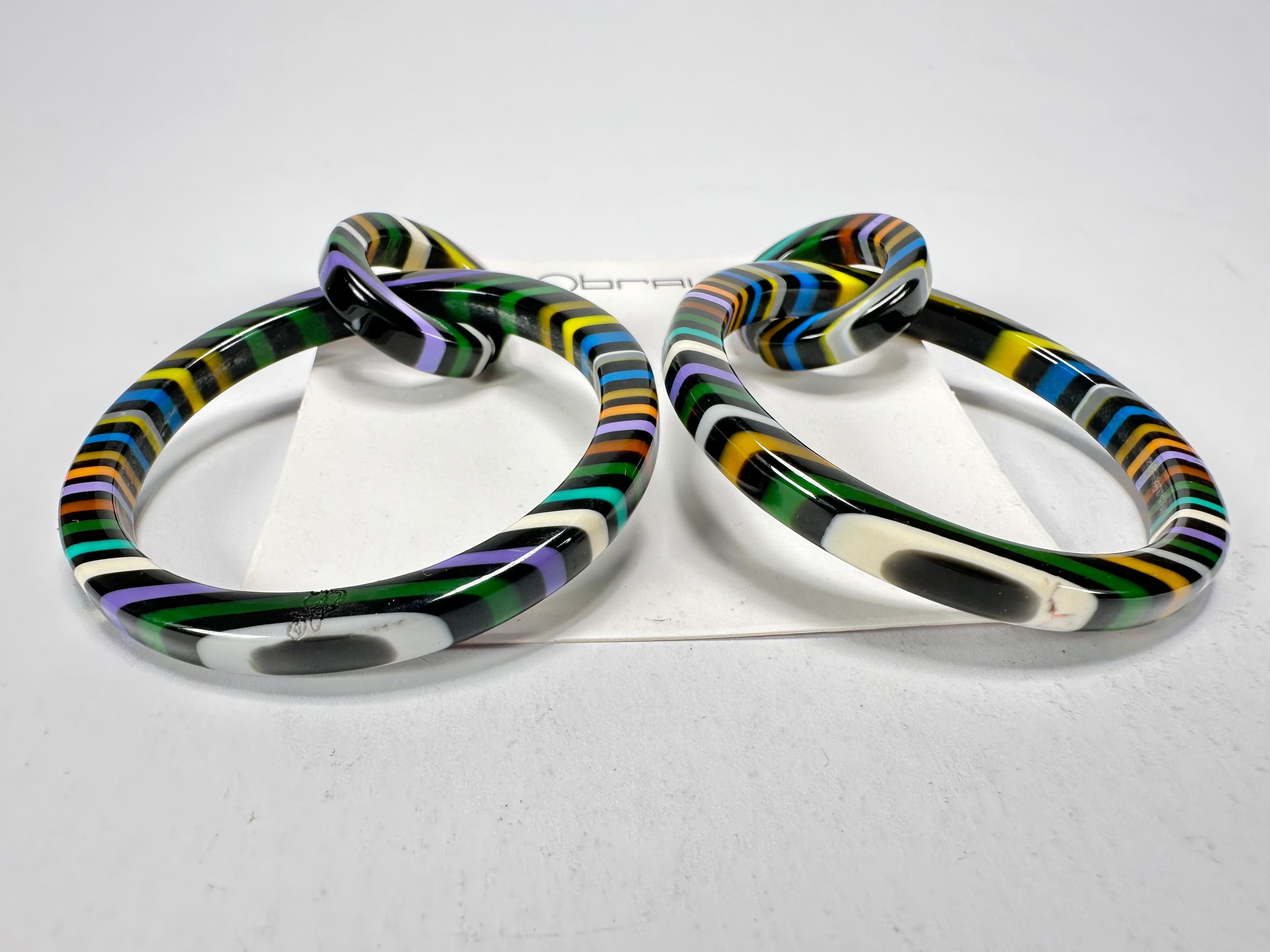 Sobral - Pop Art Noite "Tangled Hoops" Studio Creation Resin Earrings ( 000000 )