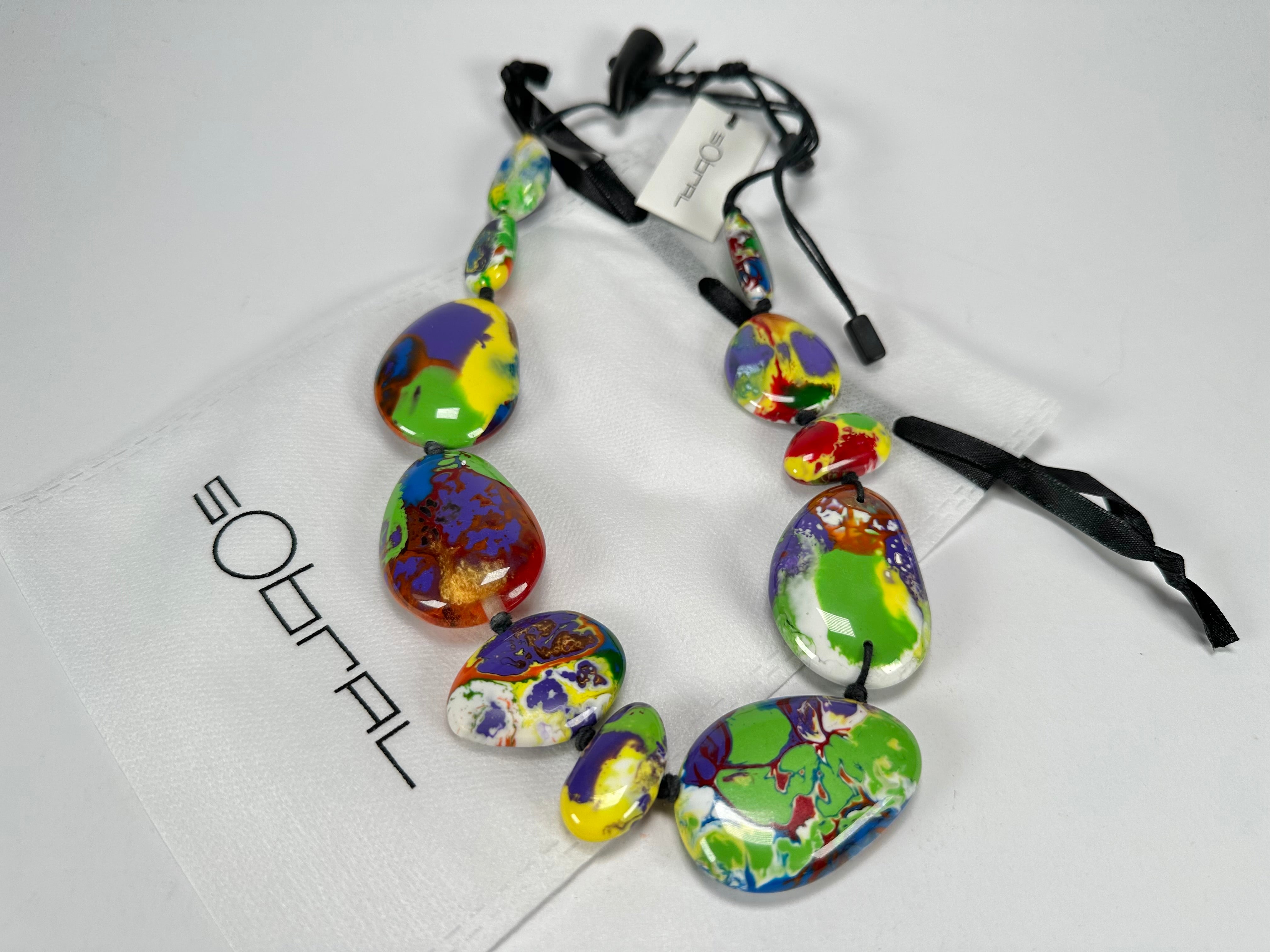 Sobral - Multi-Colour "Lisi Efeitos" Pollock Resin Necklace ( 004578 )